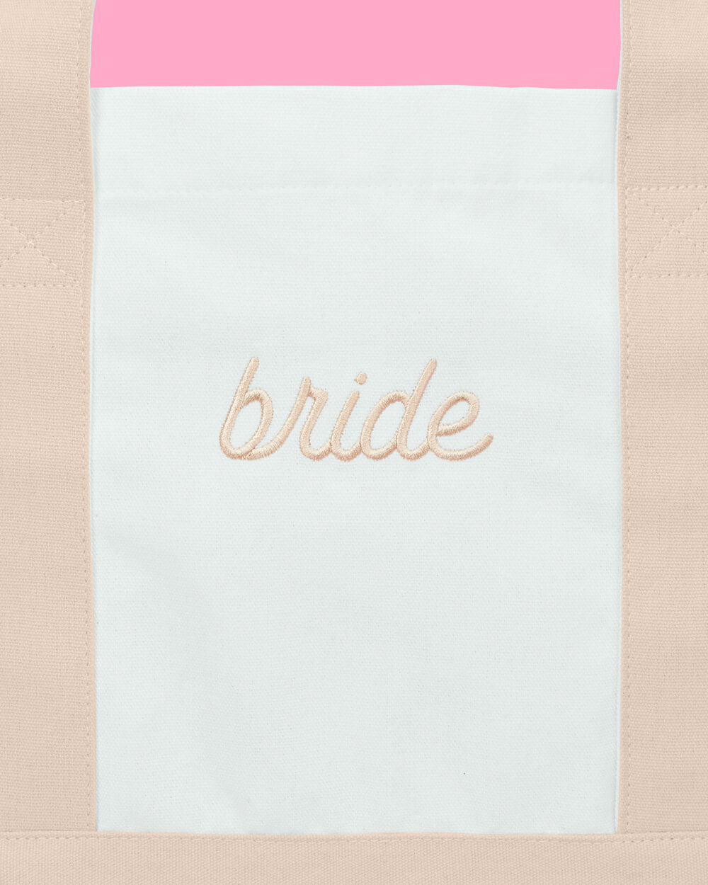 Beige Bride Tote - embroidered cotton tote