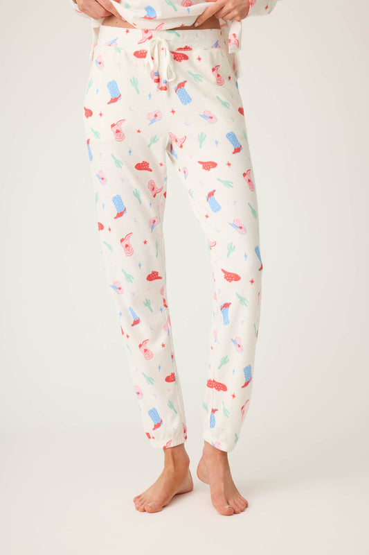 American Honey Cowboy Print Banded Pants