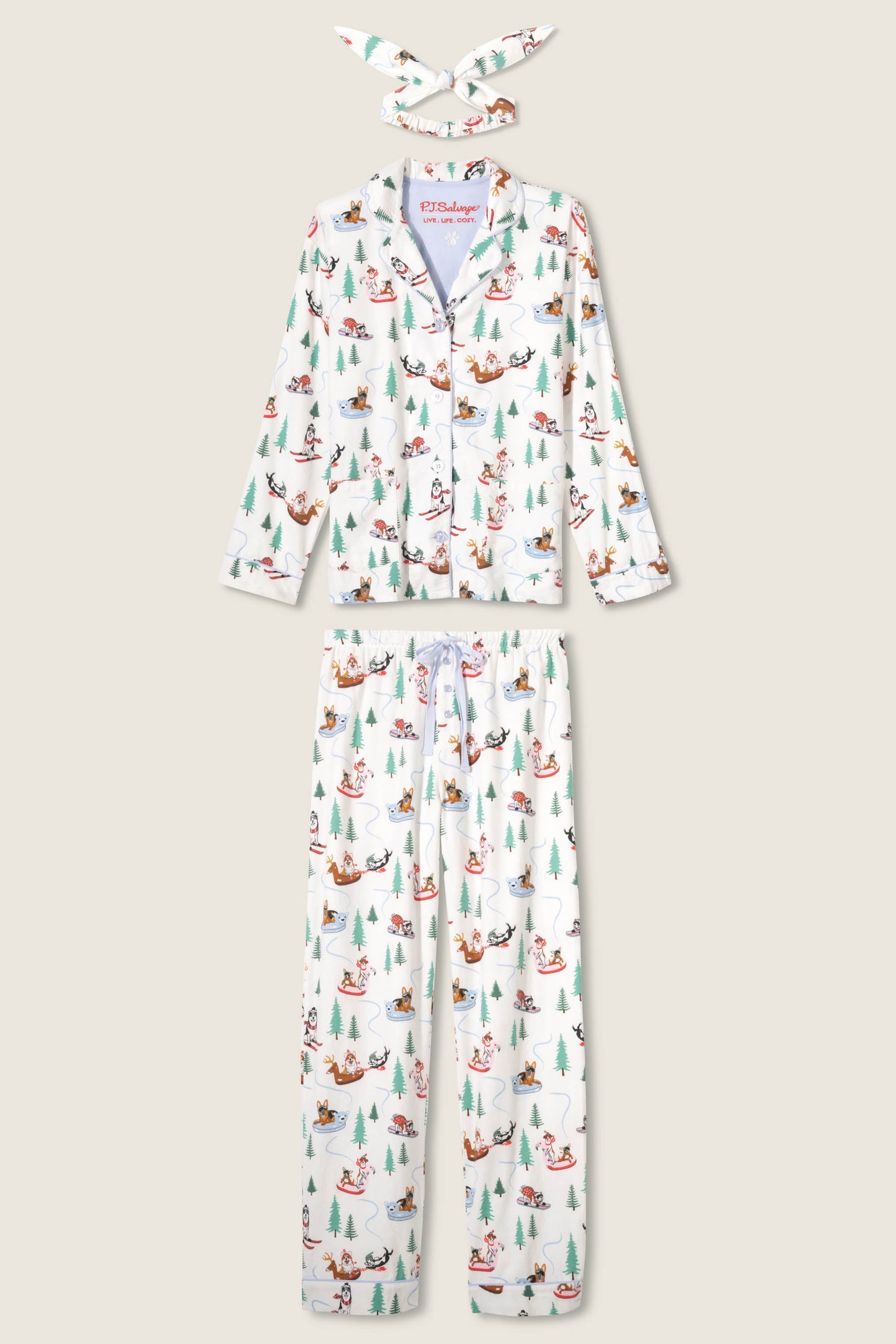 Sleigh All Day 3-Piece Plus Size Flannel PJ Set