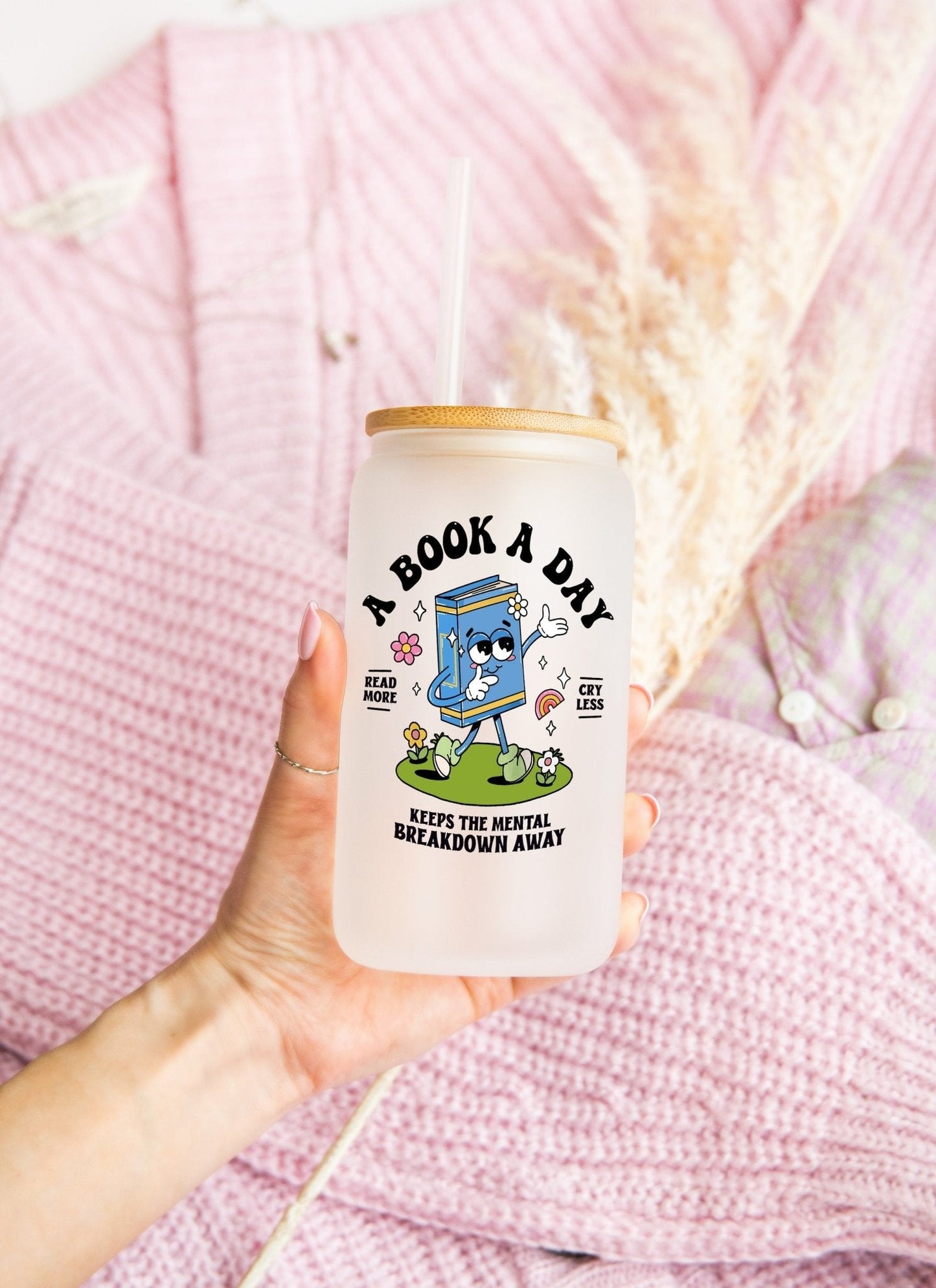 A Book A Day Cup With Lid and Straw