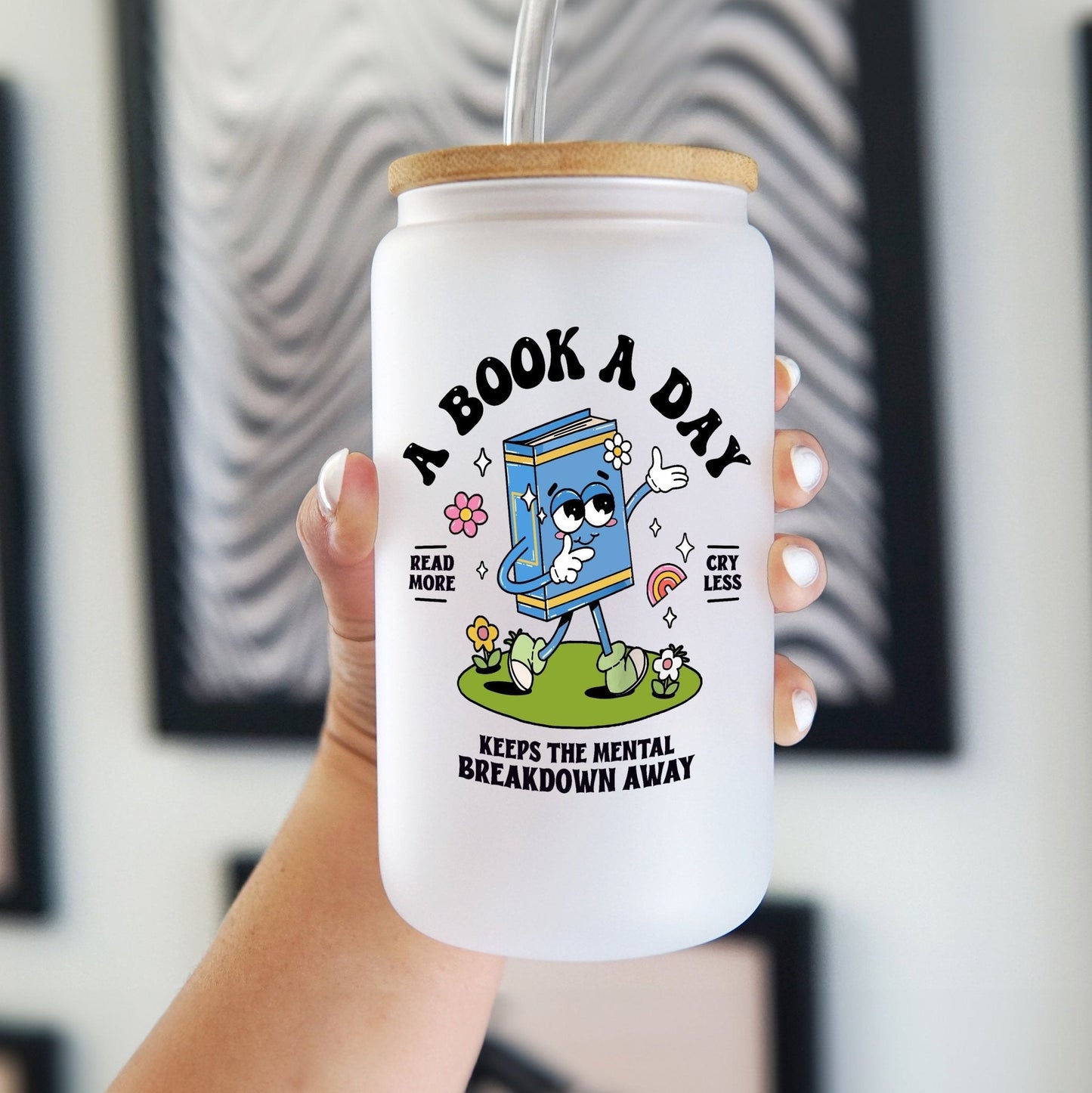 A Book A Day Cup With Lid and Straw