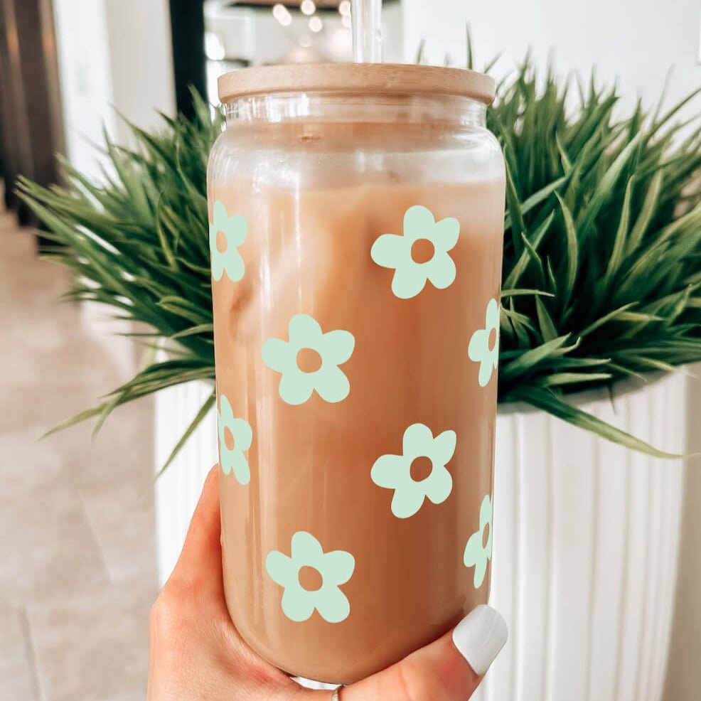 Cute Daisy Cup With Lid and Straw