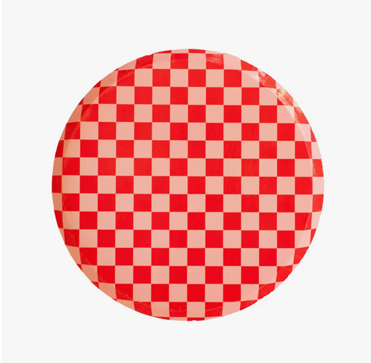 Red Check Small Dessert Plates for Valentine's Day