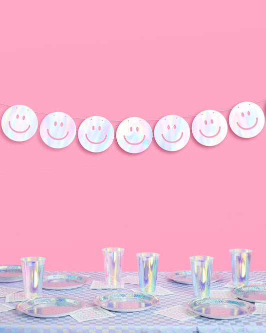 Smiley Banner - iridescent foil banner
