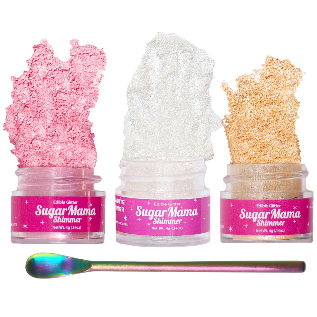 Tickled Pink Trio Gift Box- Pink, White, Gold - Sugar Mama Shimmer