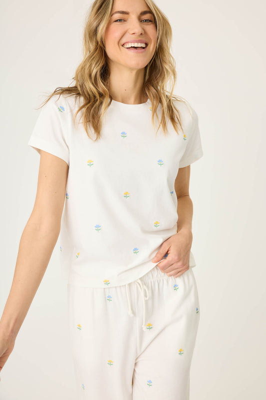 Dainty Daisy Embroidered Short Sleeve Top