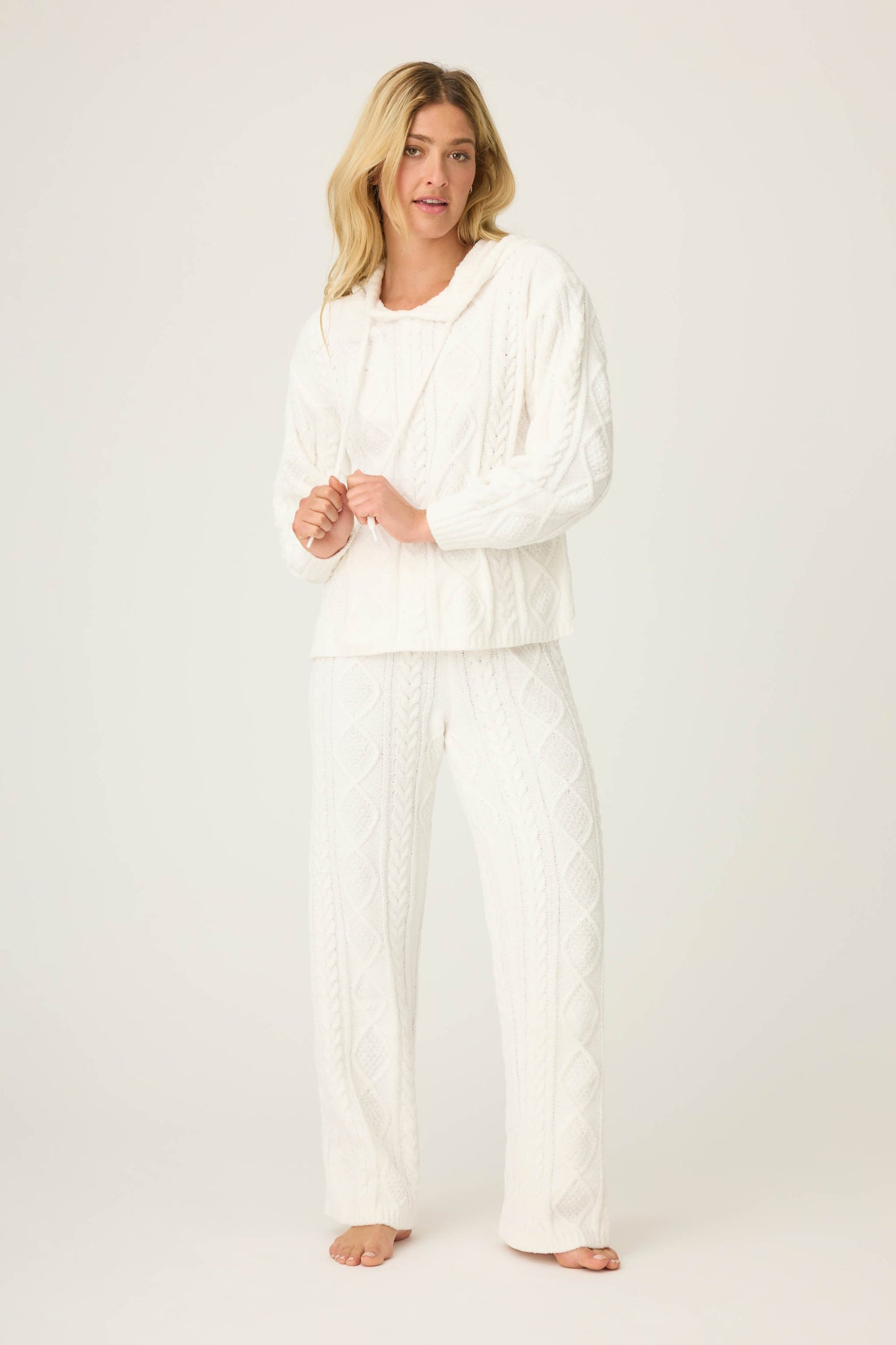 Chenille Cable Knit Hoodie Lounge Set