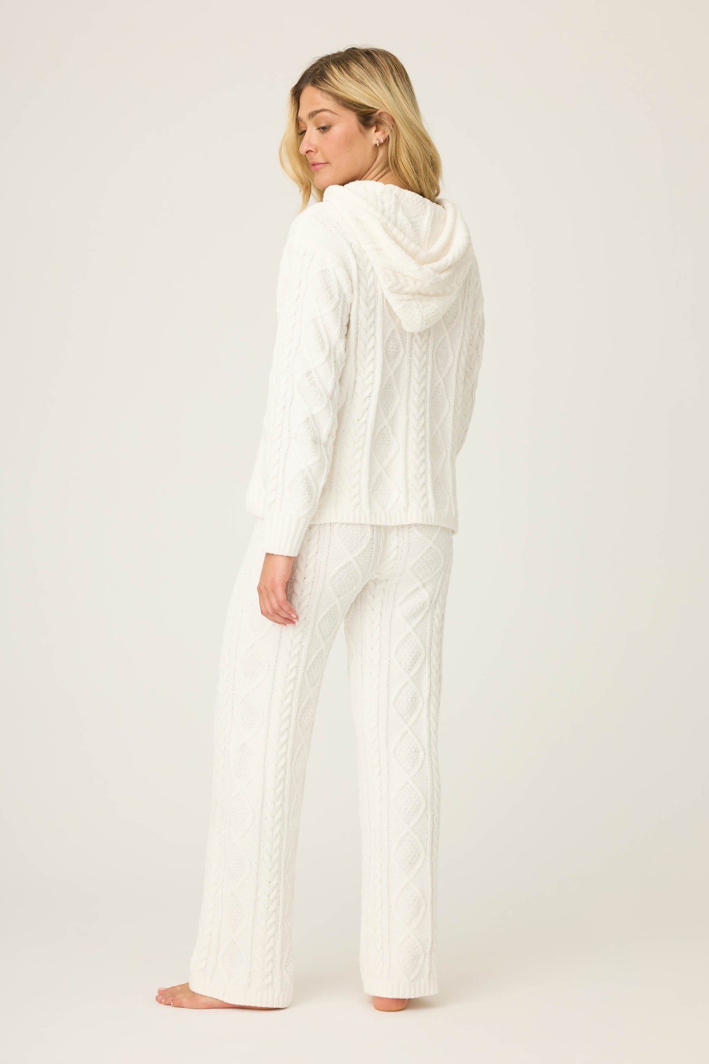 Chenille Cable Knit Hoodie Lounge Set