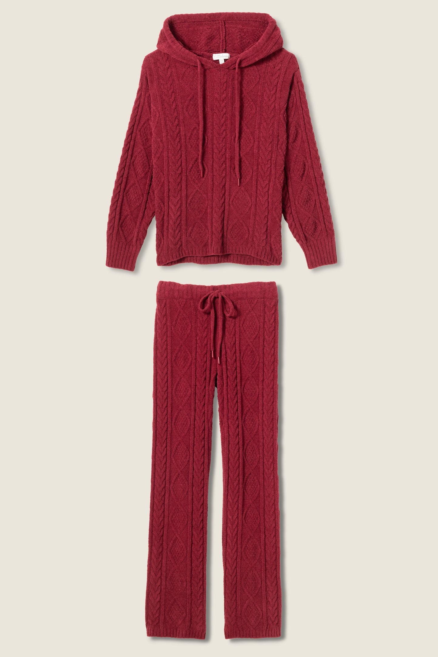 Chenille Cable Knit Hoodie Lounge Set