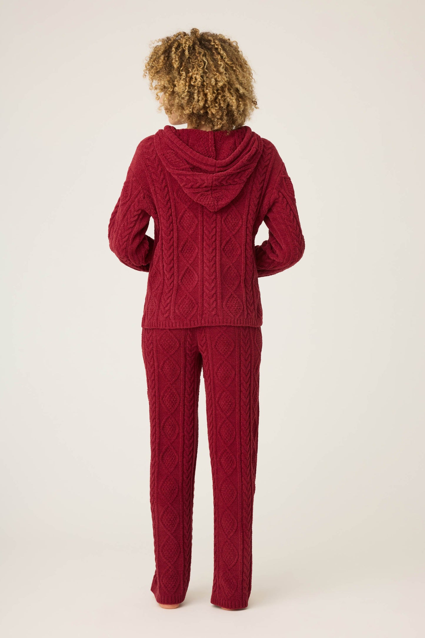 Chenille Cable Knit Hoodie Lounge Set