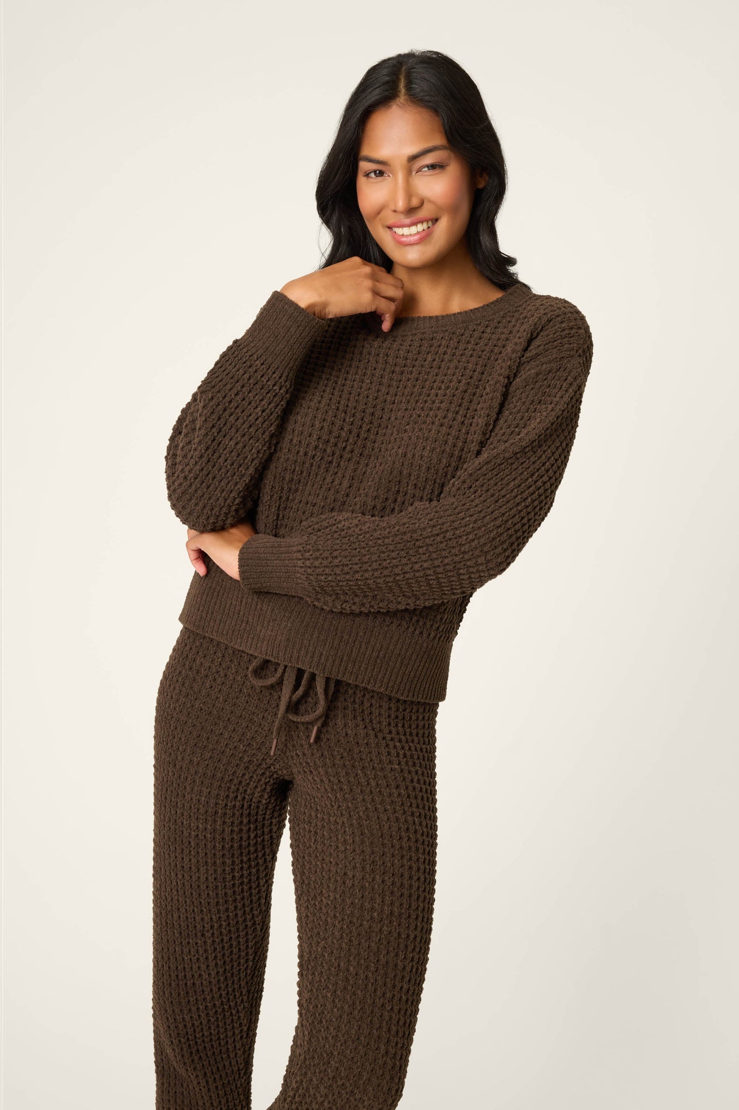 Chenille Waffle Chocolate Lounge Set