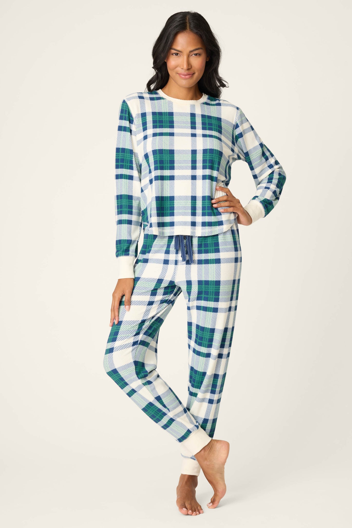 Cozy Life Thermal Velour Plaid PJ Set