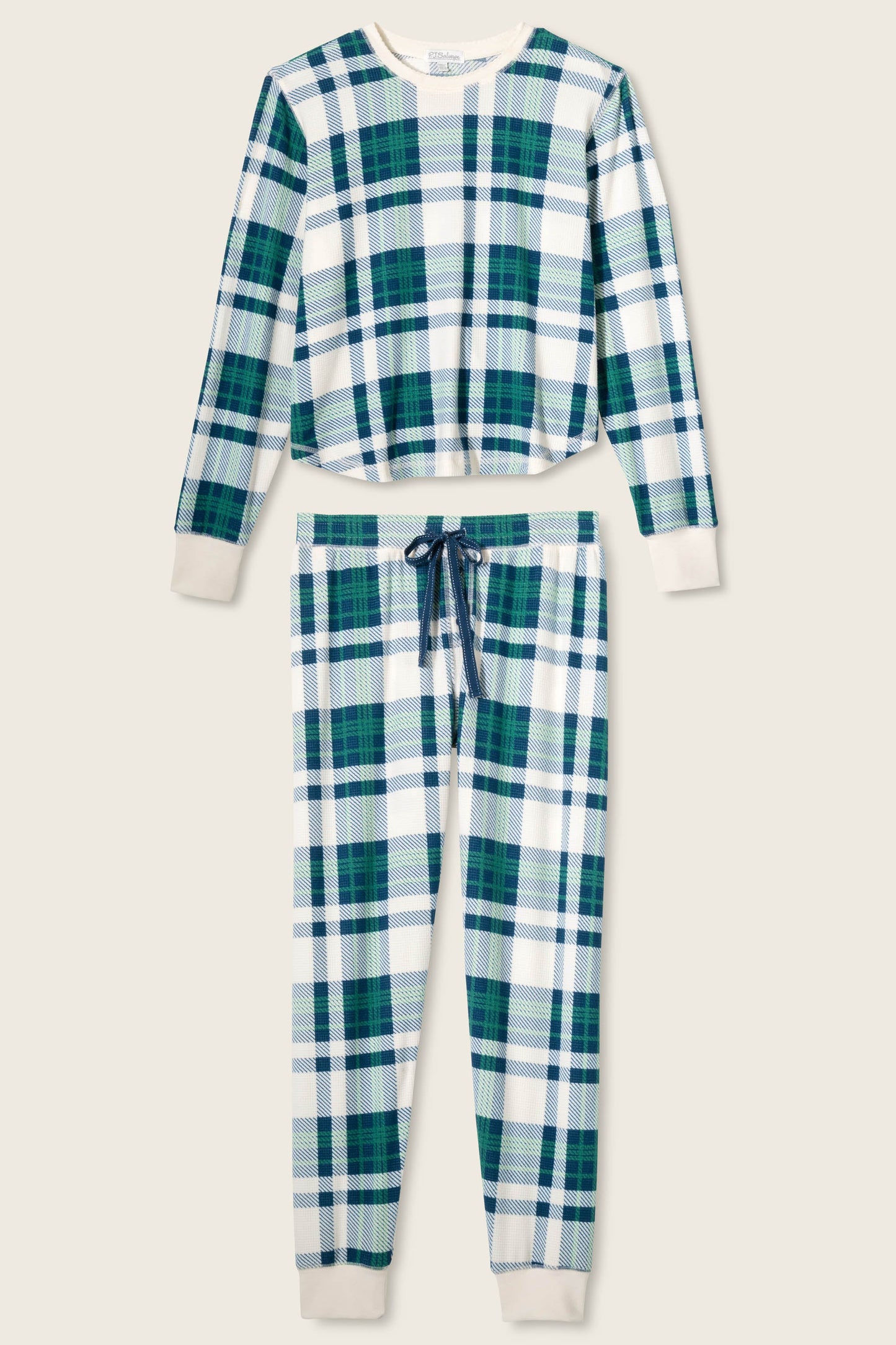 Cozy Life Thermal Velour Plaid PJ Set
