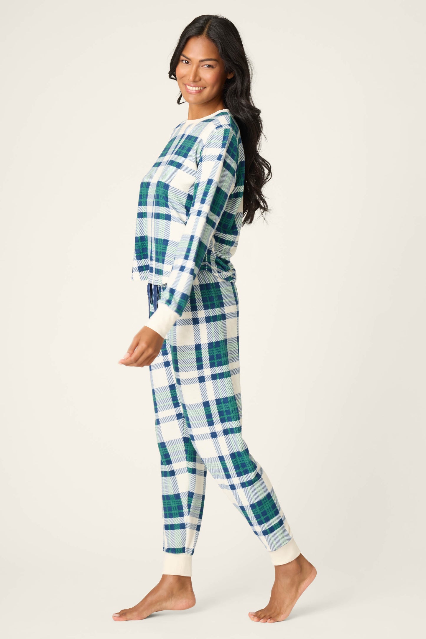 Cozy Life Thermal Velour Plaid PJ Set