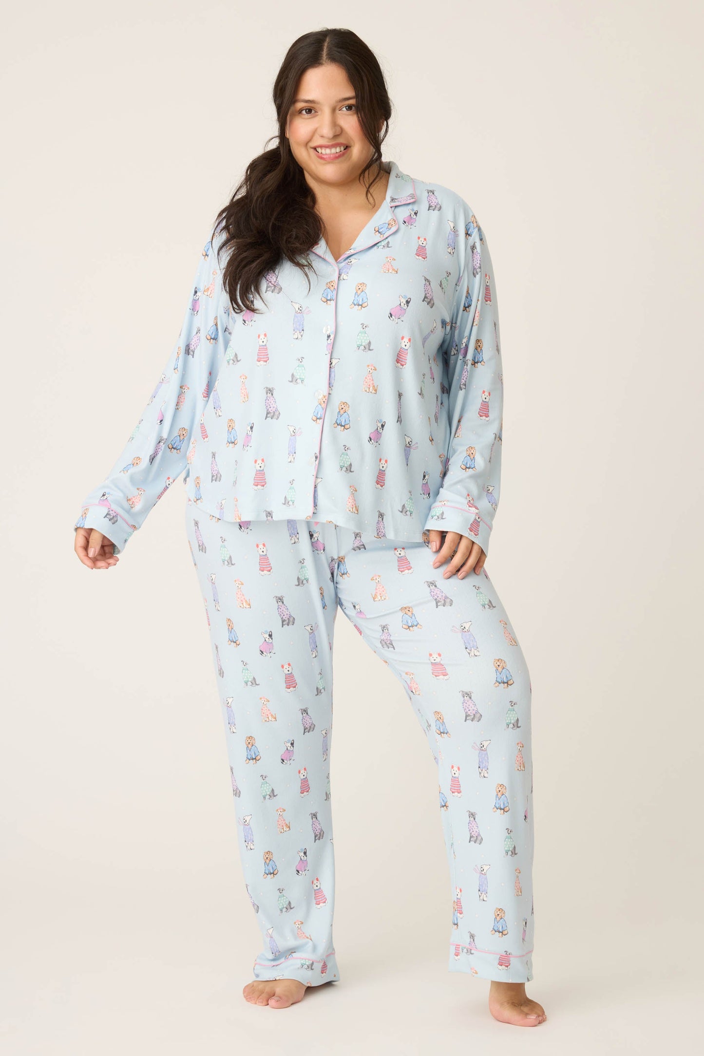 Doggone Cold Dog Print Plus Size Pointelle PJ Set