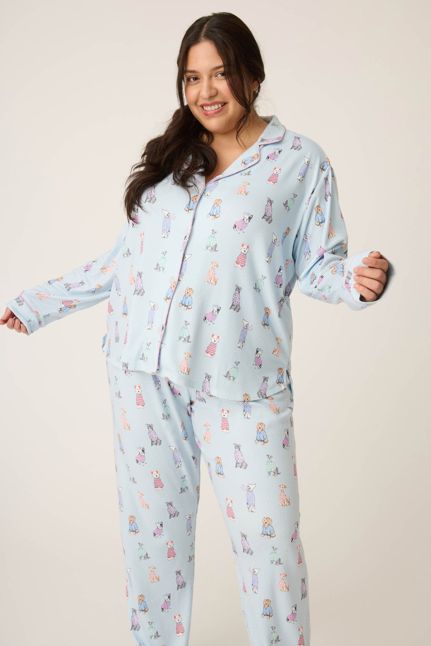 Doggone Cold Dog Print Plus Size Pointelle PJ Set