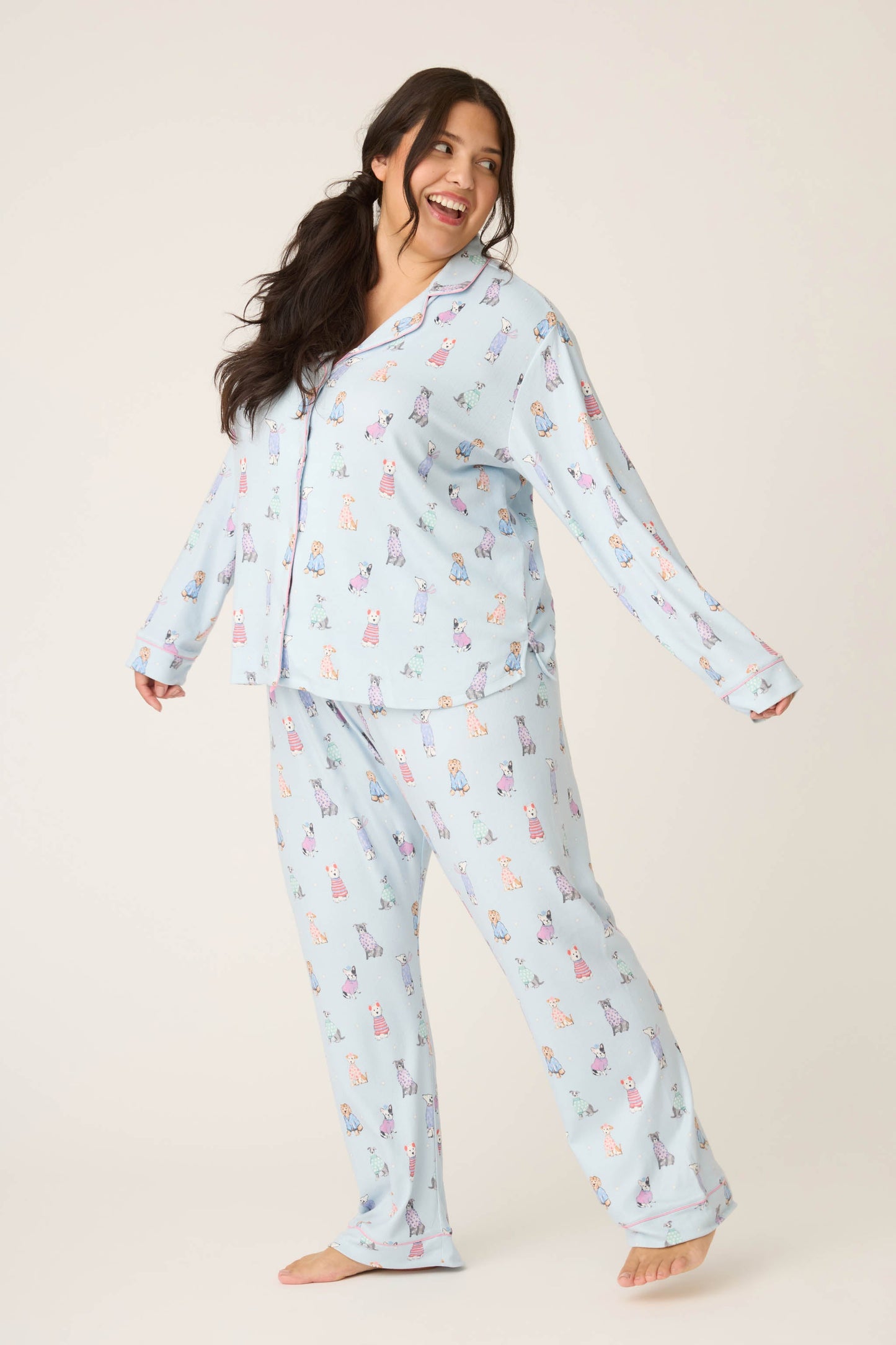 Doggone Cold Dog Print Plus Size Pointelle PJ Set