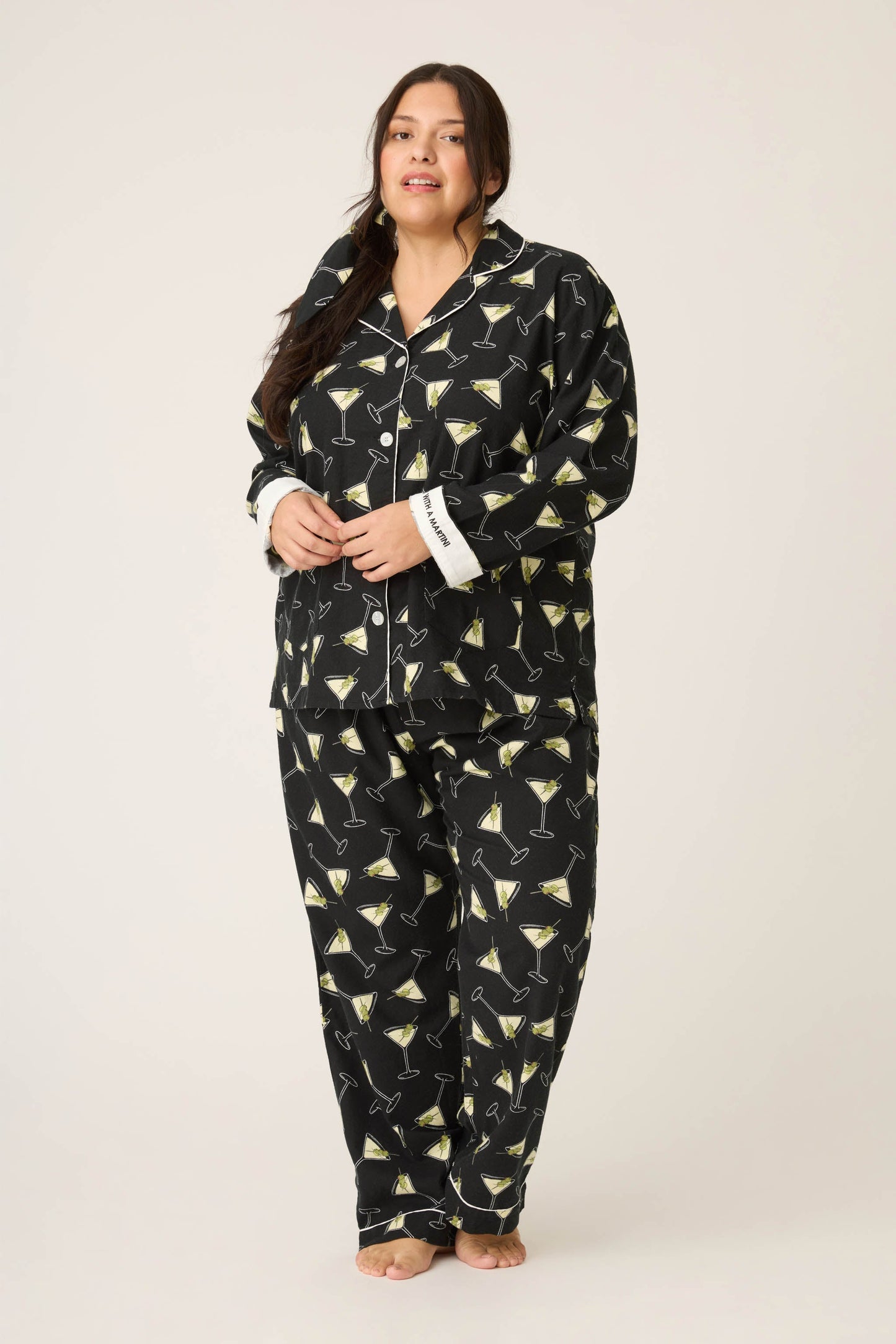 Merrier With A Martini 3-Piece Plus Size Flannel PJ Set