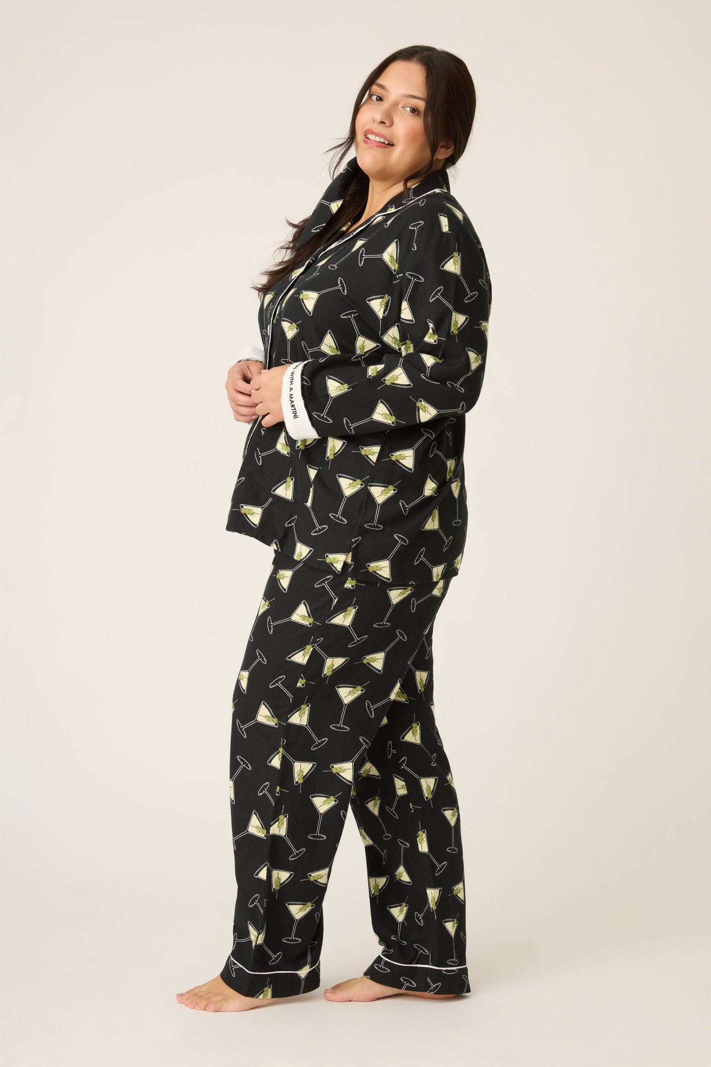Merrier With A Martini 3-Piece Plus Size Flannel PJ Set