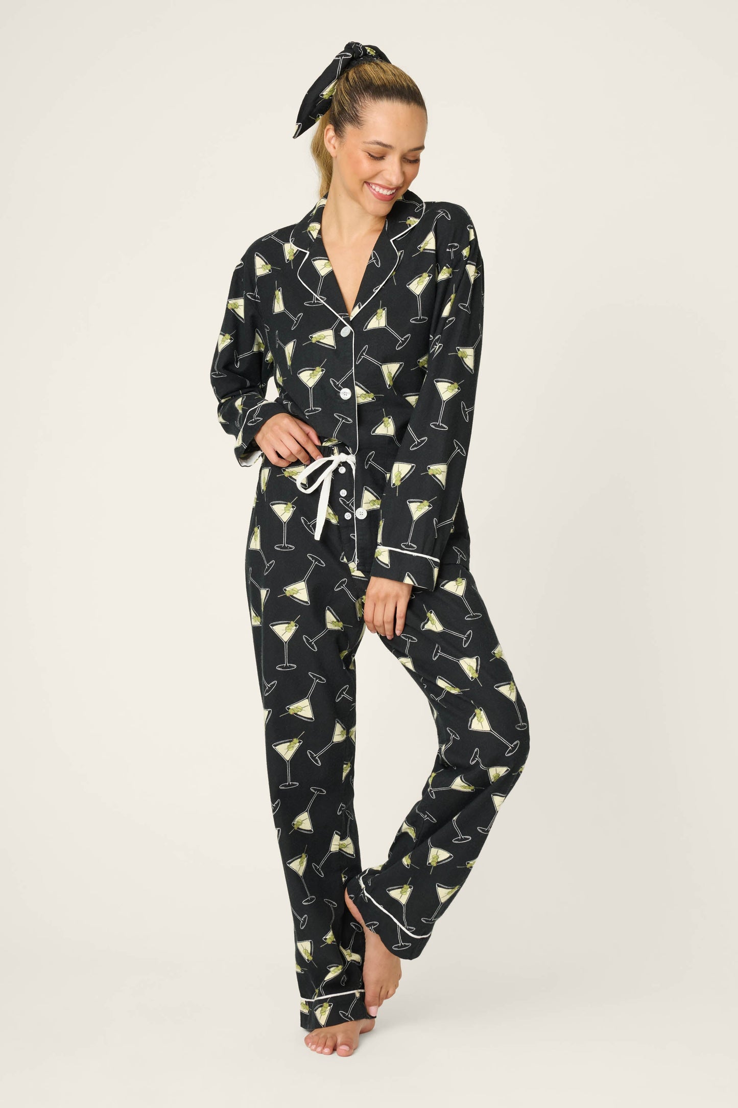 Merrier With A Martini 3-Piece Flannel PJ Set