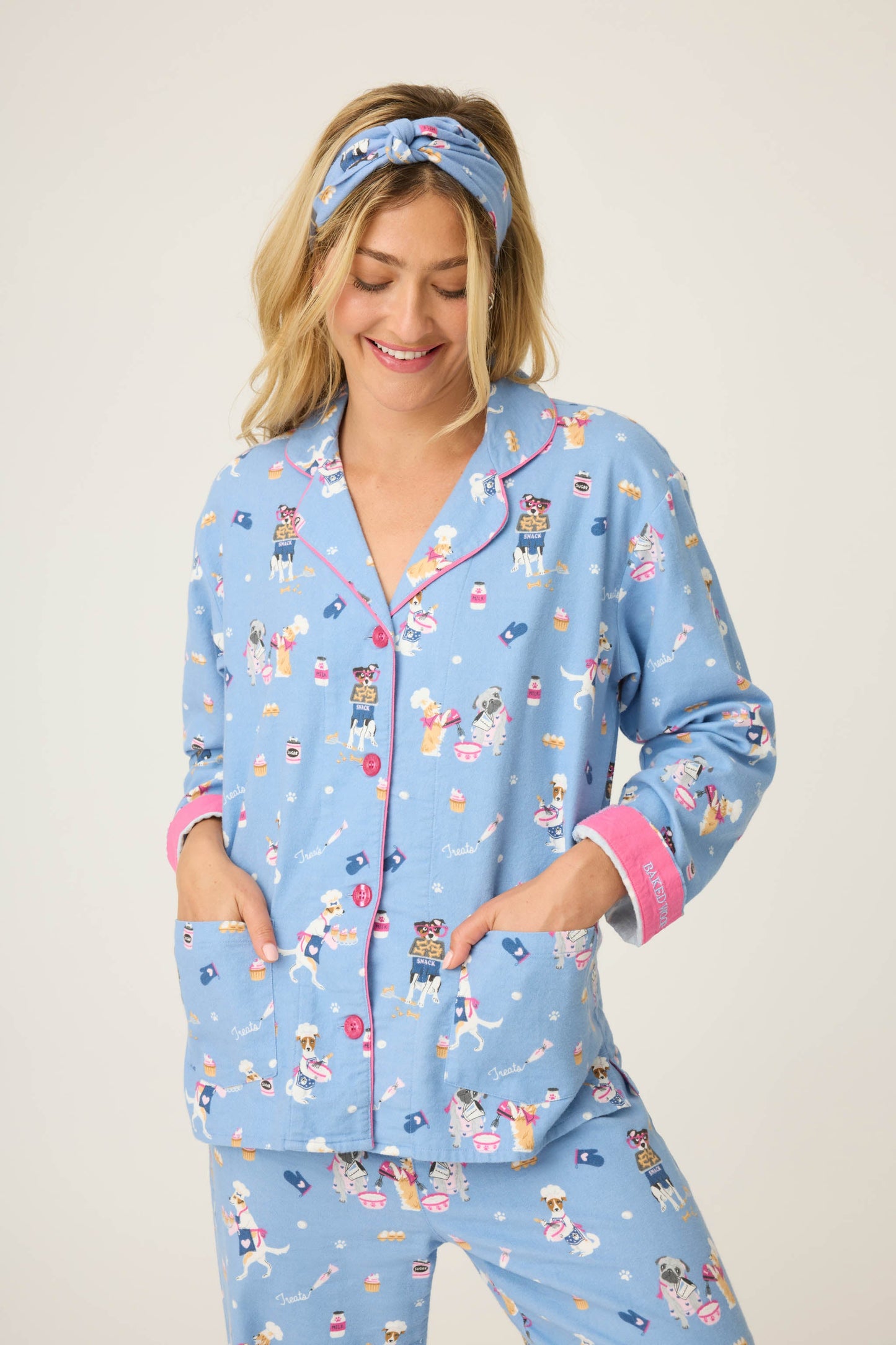 Baked Woof Love Dog Print 3-Piece Flannel PJ Set