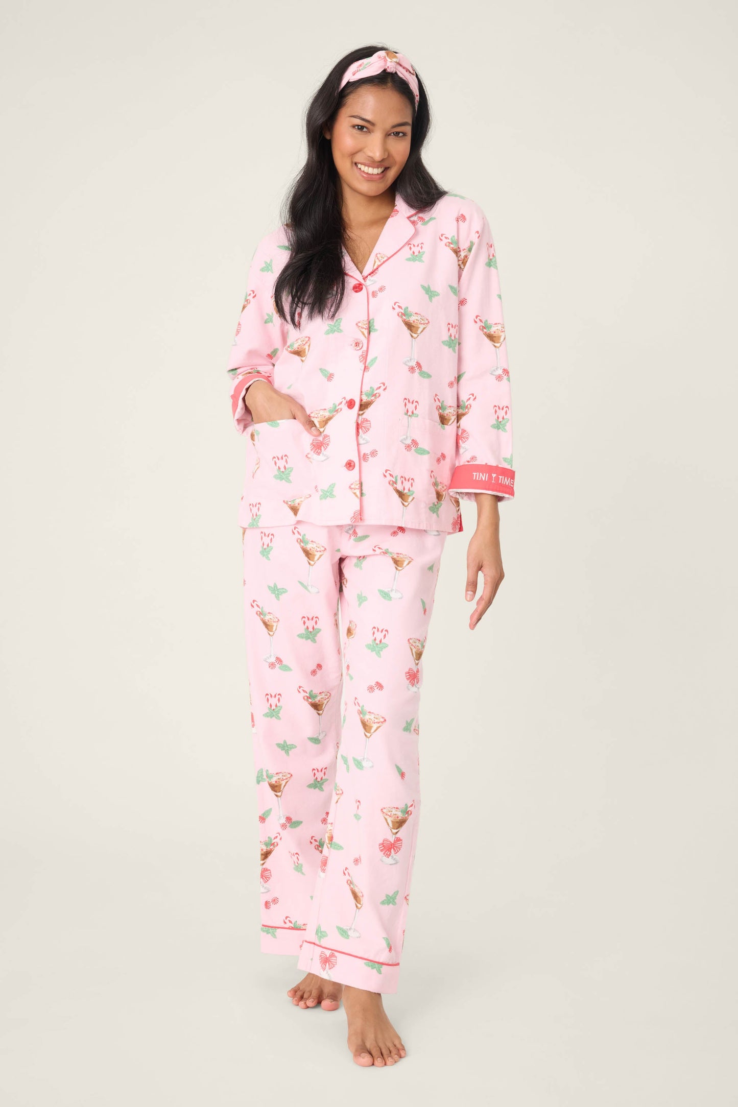 Tini Time Drink Print 3-Piece Flannel PJ Set