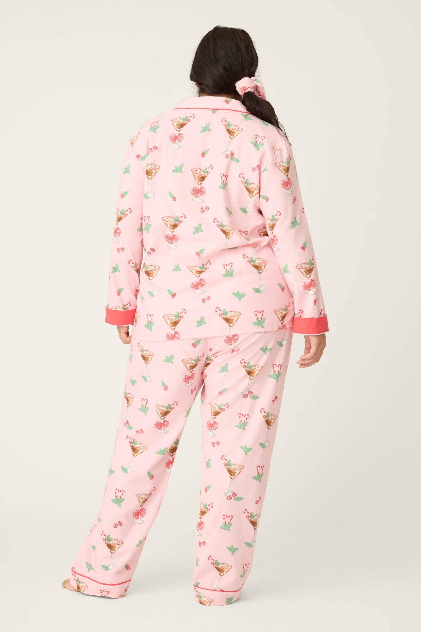 Tini Time Drink Print 3-Piece Plus Size Flannel PJ Set