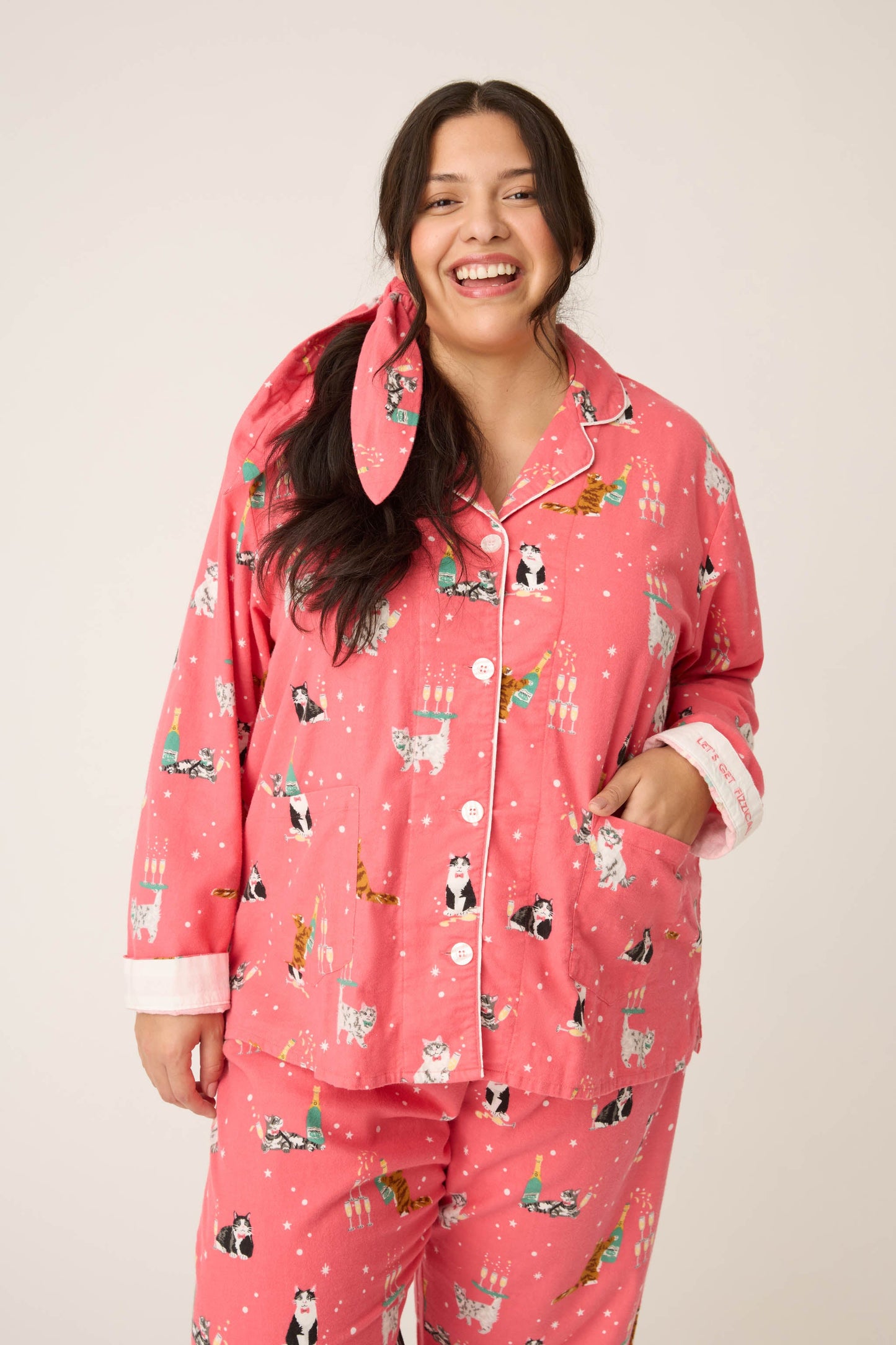 Let's Get Fizzical 3-Piece Plus Size Flannel PJ Set