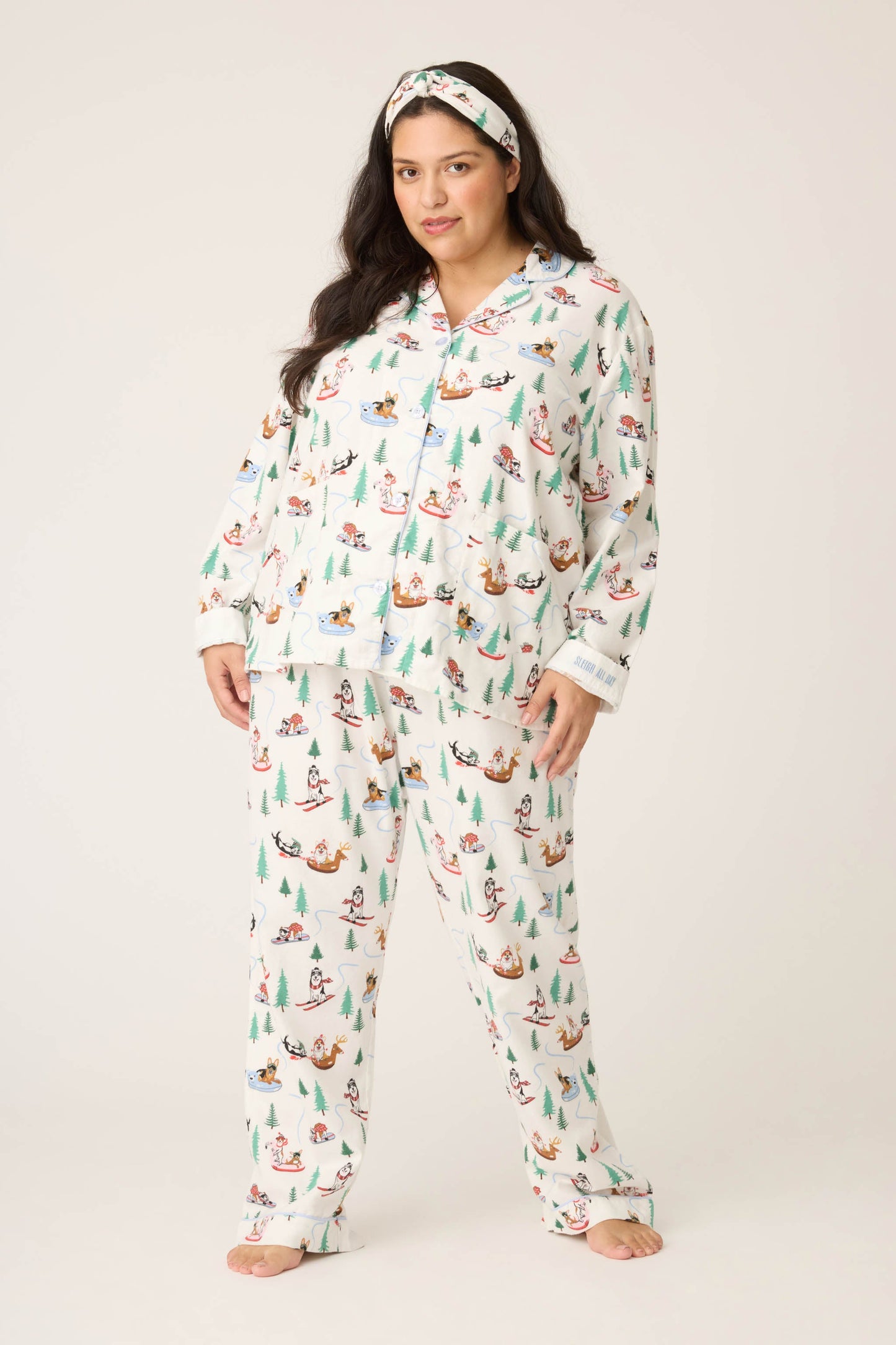Sleigh All Day 3-Piece Plus Size Flannel PJ Set