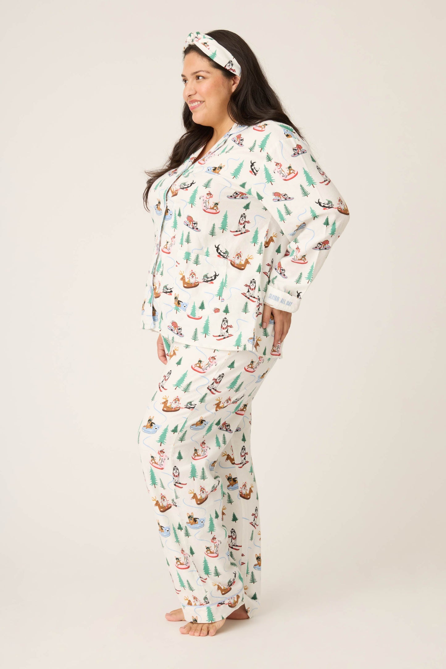 Sleigh All Day 3-Piece Plus Size Flannel PJ Set