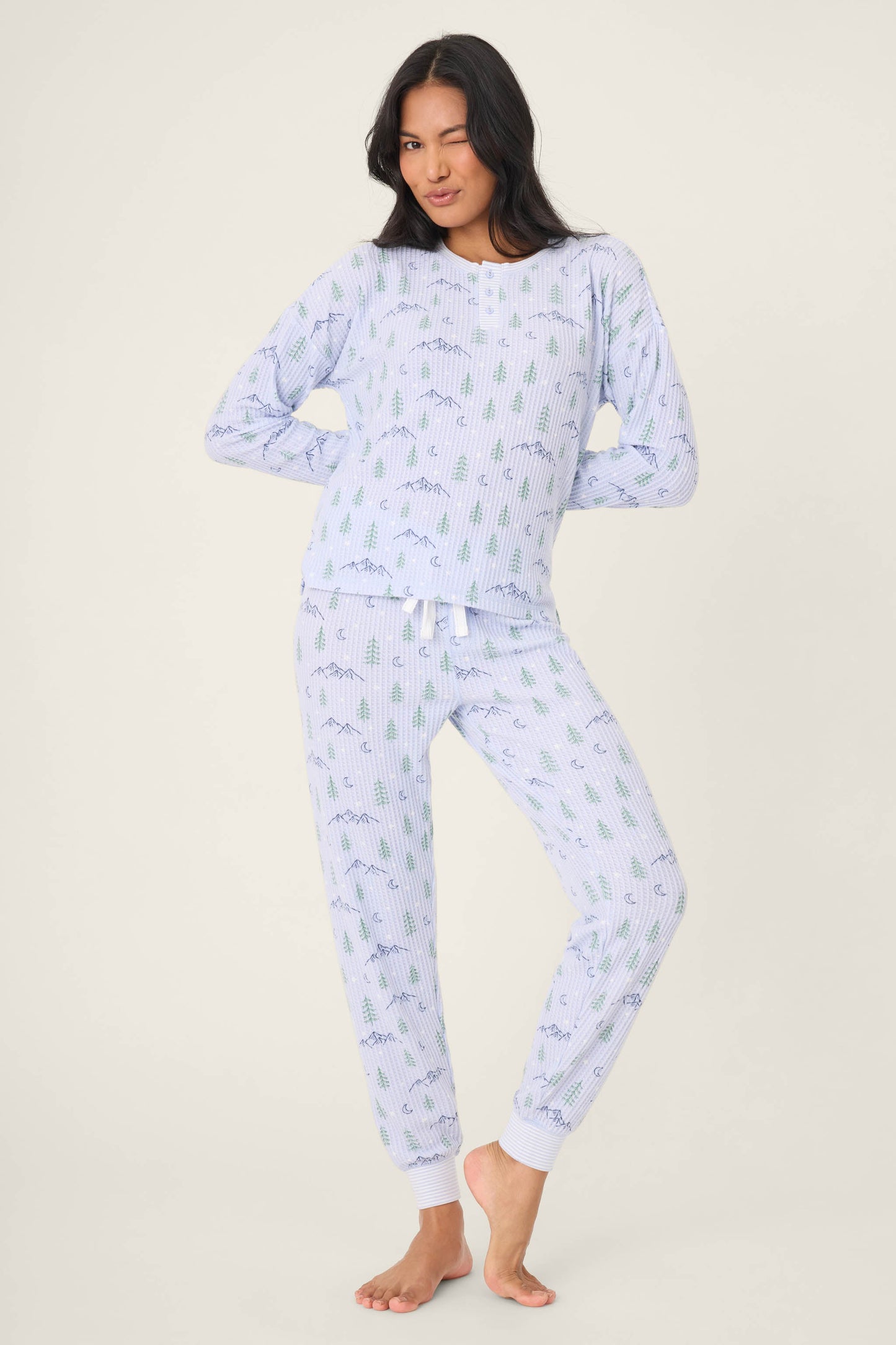 Ski Jammie Classics Mountain Dreams Print PJ Set