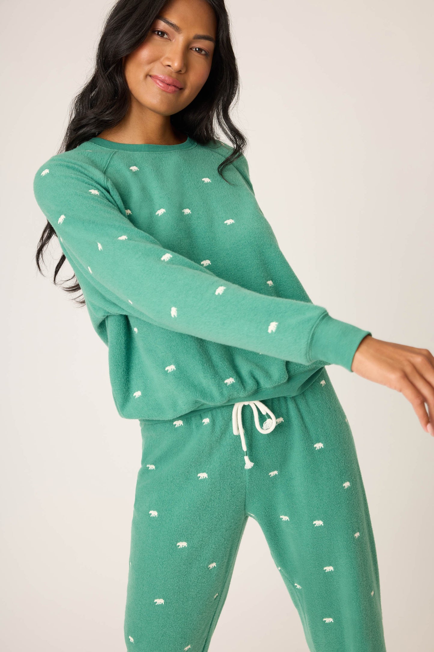 The Outsider Embroidered Bear Fleece Lounge Set