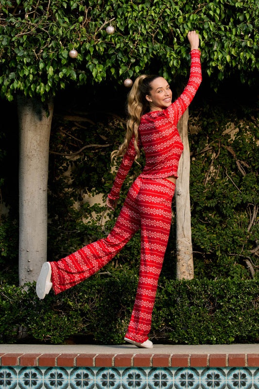 Crazy For The Holidays Fairisle Print Pants Set
