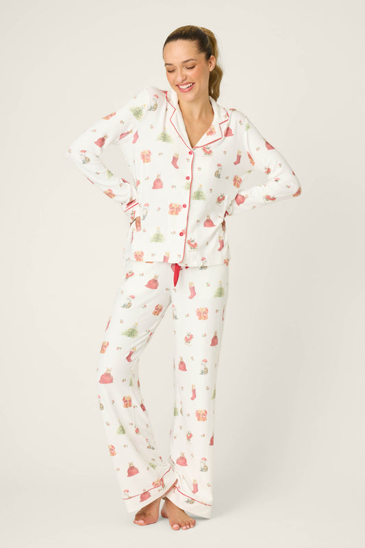 Feline Festive Cat Print PJ Set