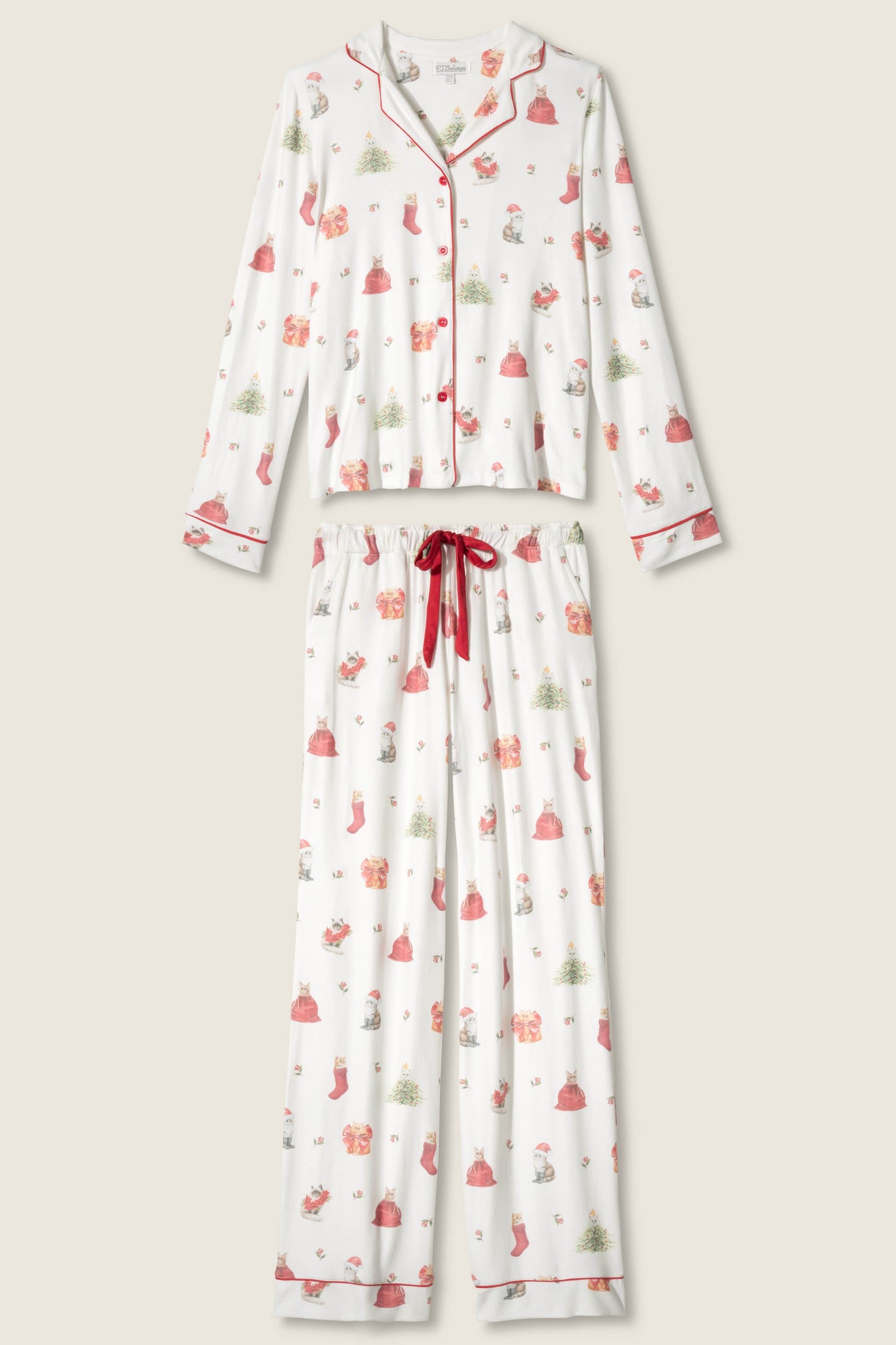 Feline Festive Cat Print PJ Set