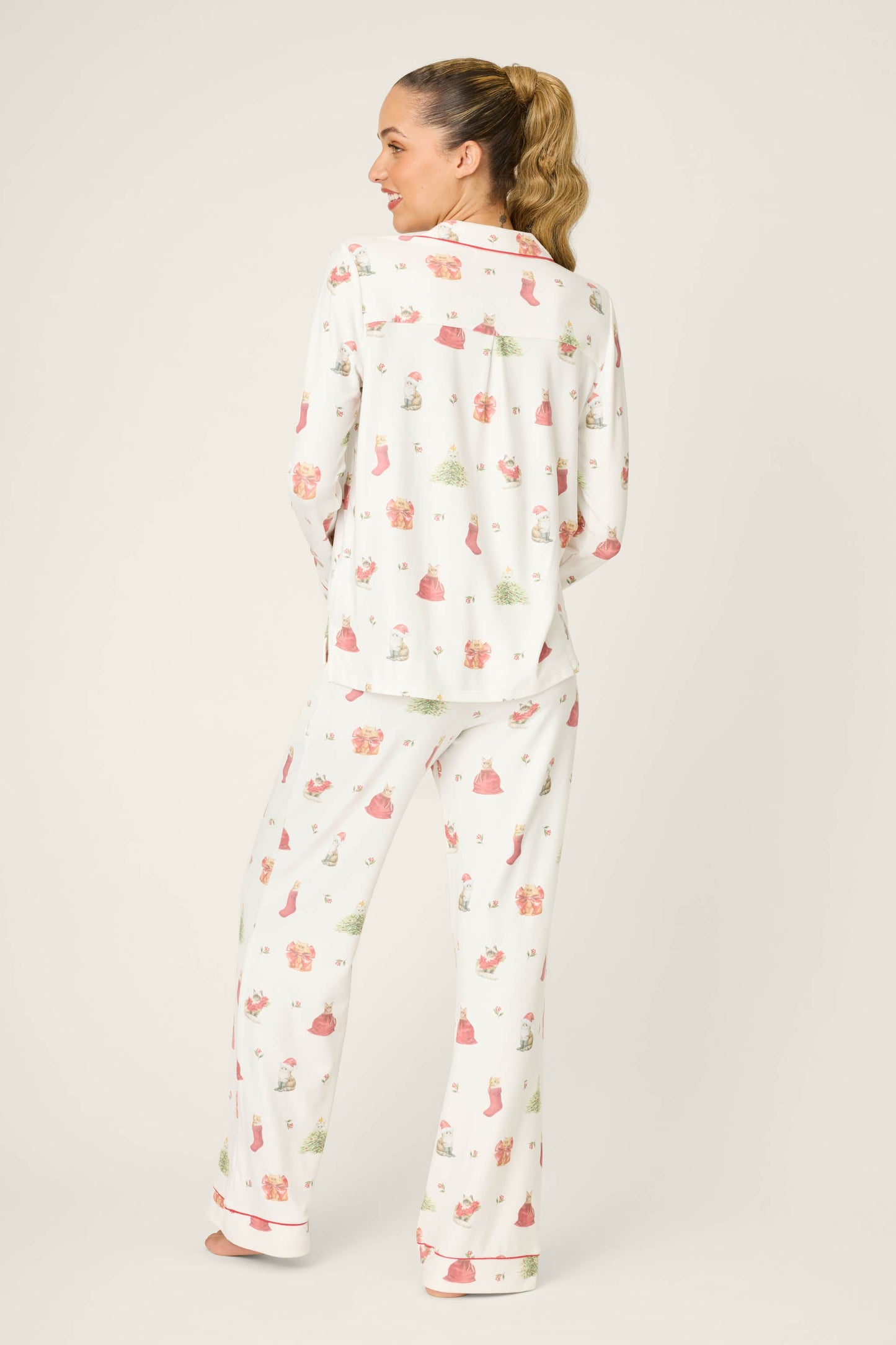 Feline Festive Cat Print PJ Set