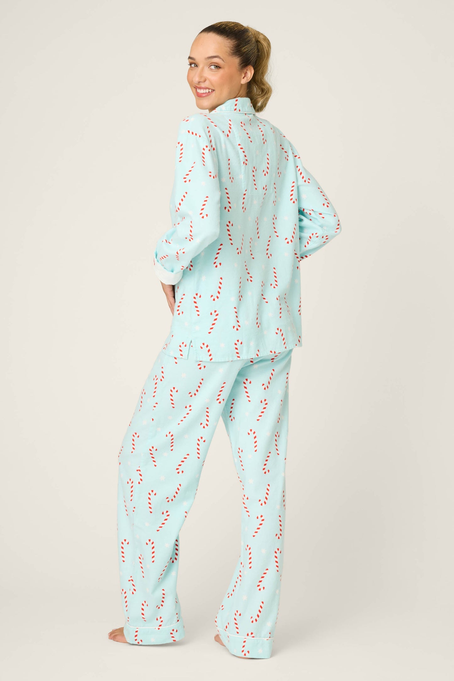 4-Piece Candy Cane Print Flannel Gift Set