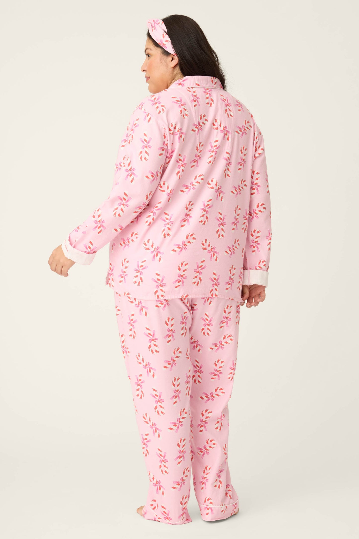 Sweeter Than Sugar 3-Piece Candy Cane Print Plus Size Flannel PJ Set