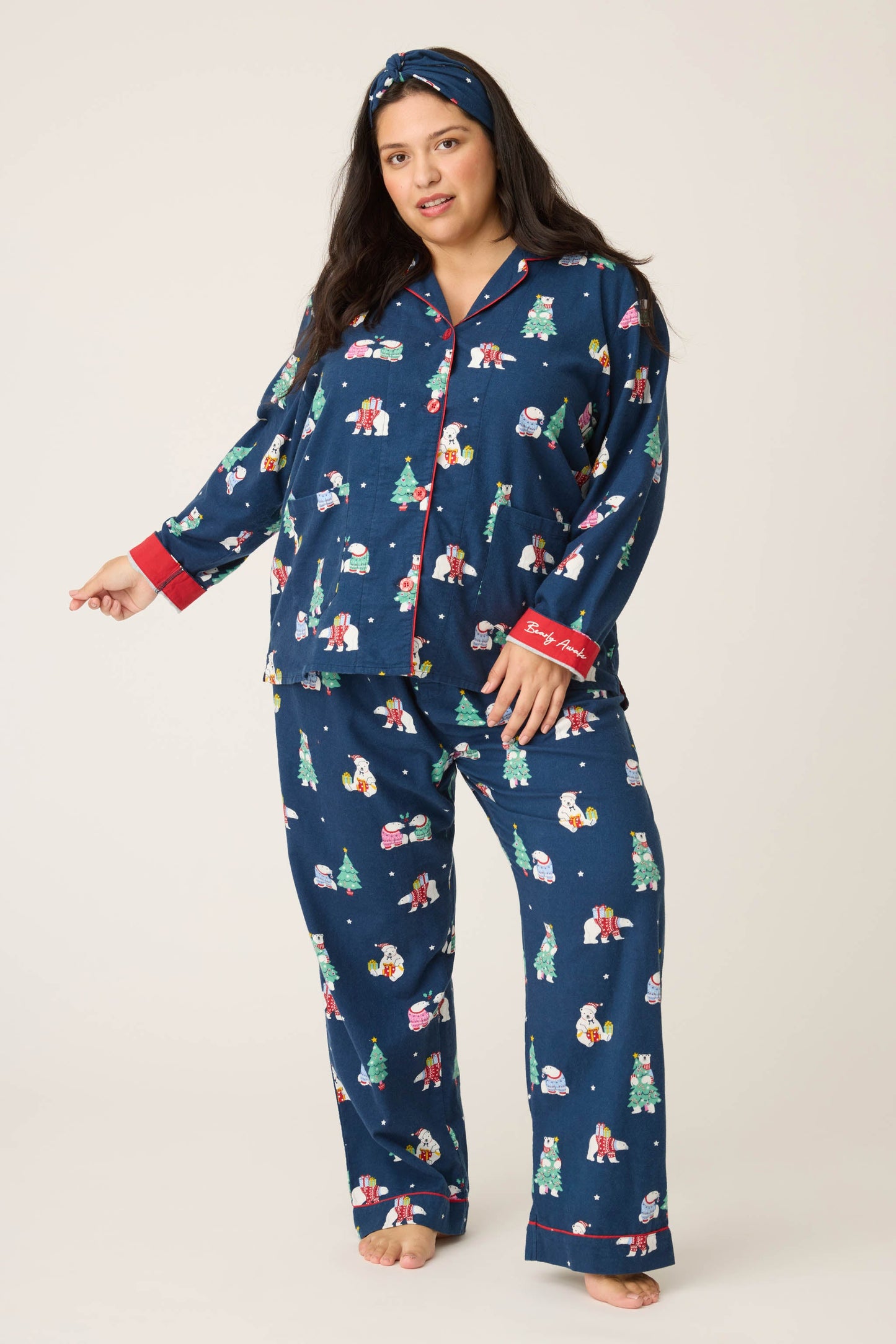 Bearly Awake 3-Piece Fam Plus Size Flannel PJ Set