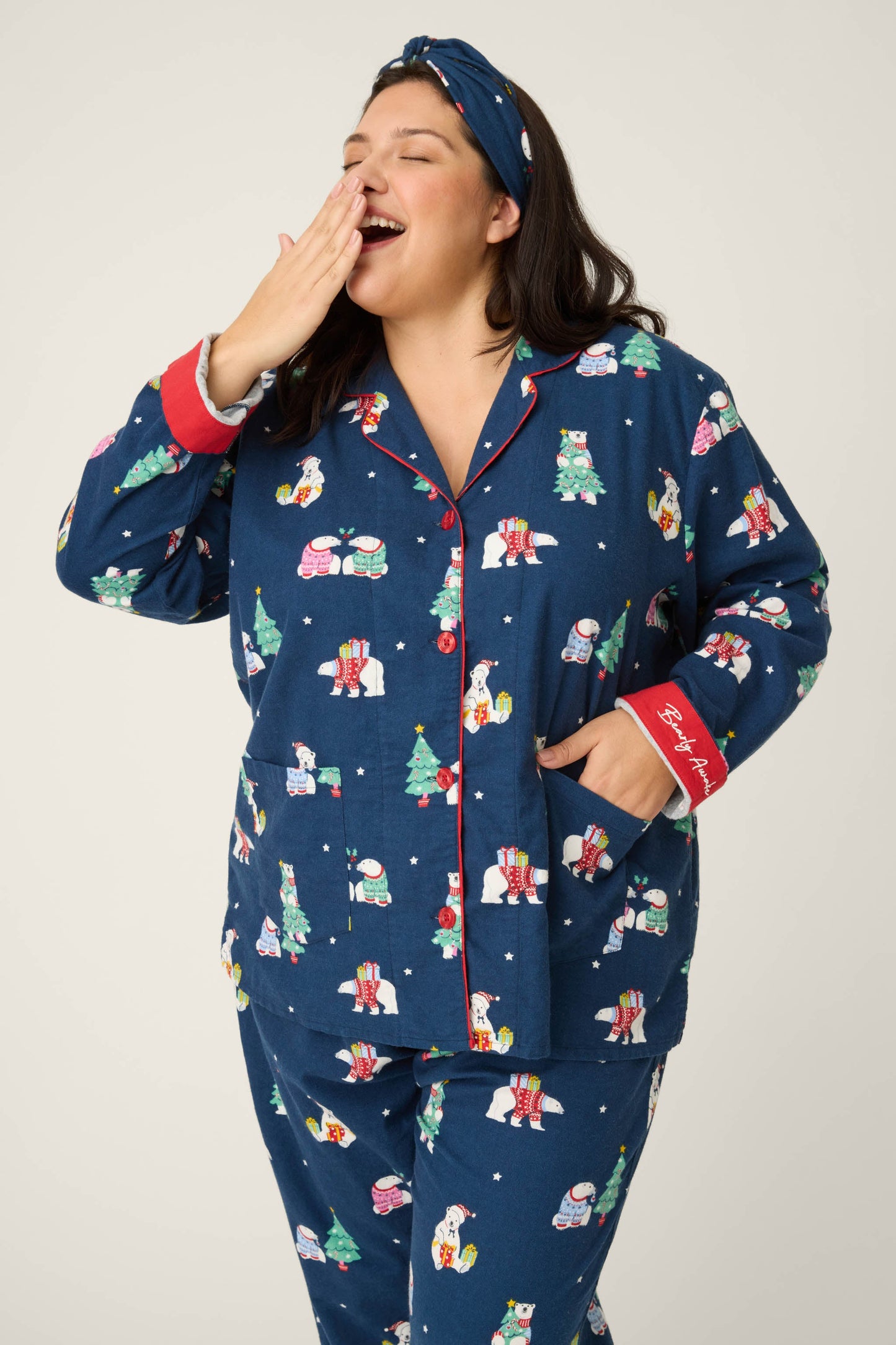 Bearly Awake 3-Piece Fam Plus Size Flannel PJ Set