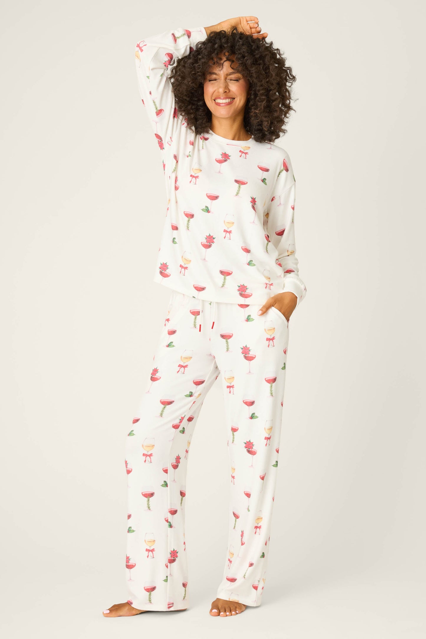 Let's Get Toasty Holiday Wine Print Pants Set