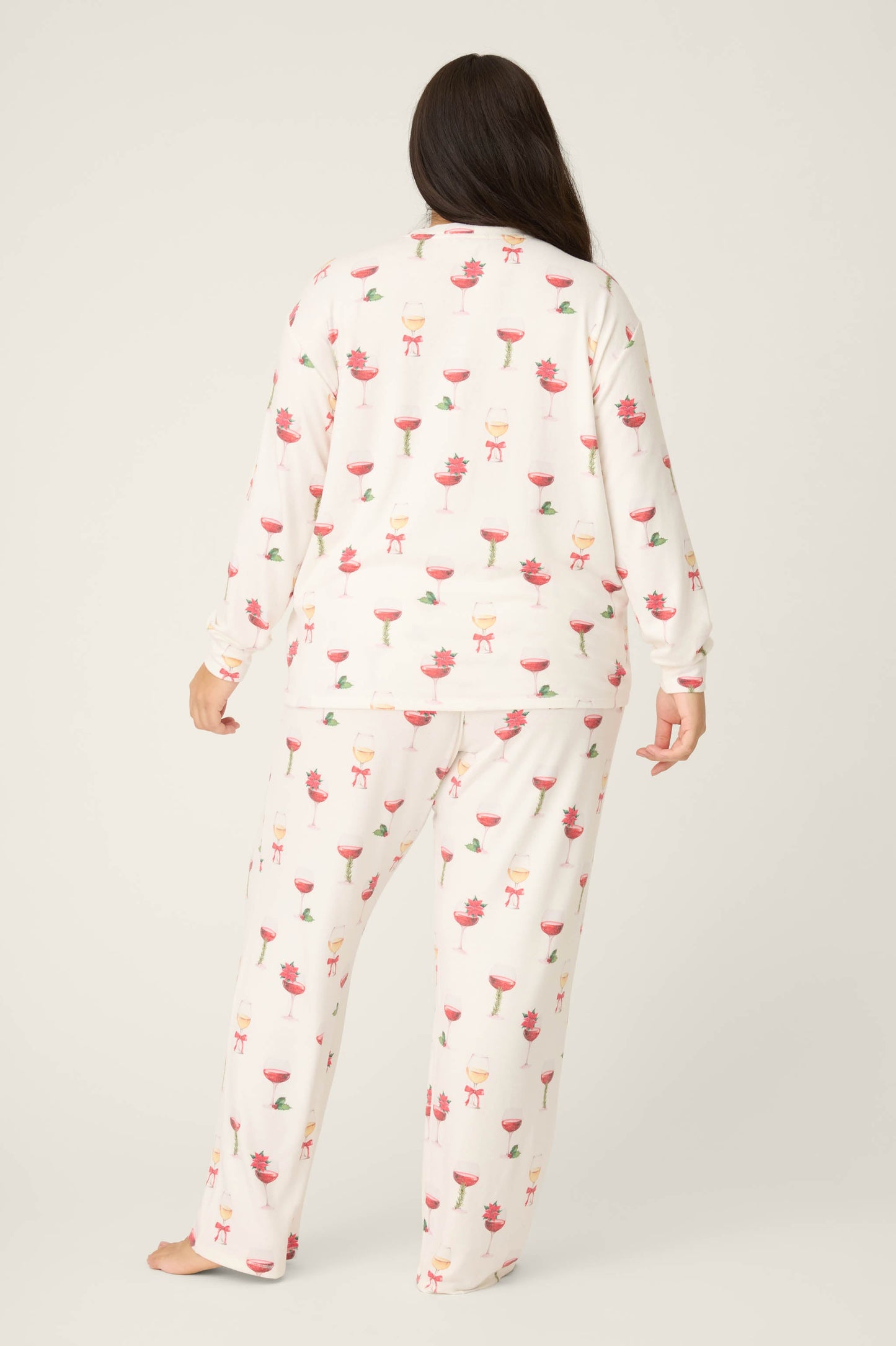 Let's Get Toasty Holiday Wine Print Plus Size Pants Set