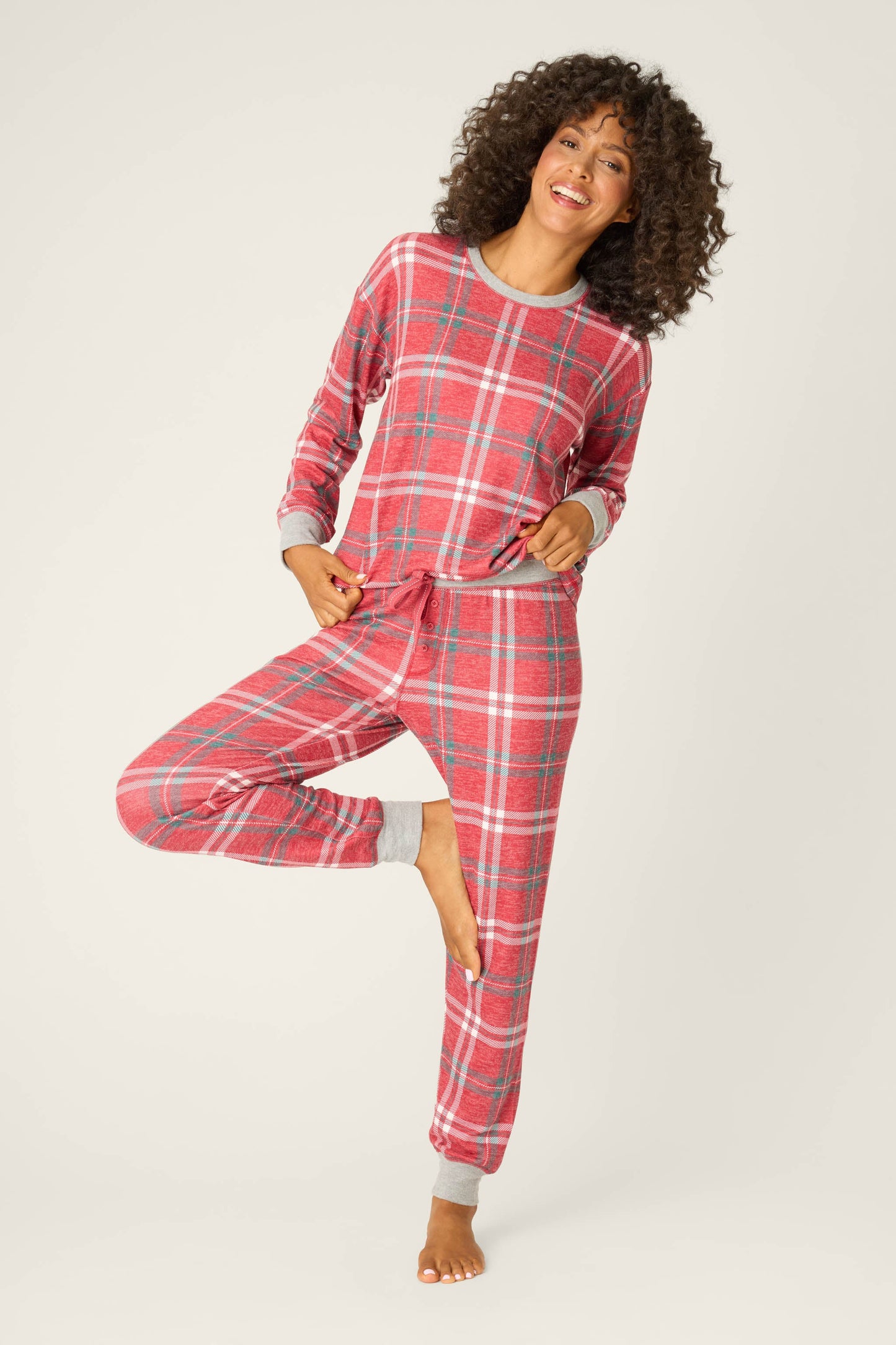 Let's Get Toasty Red Plaid Pants Set
