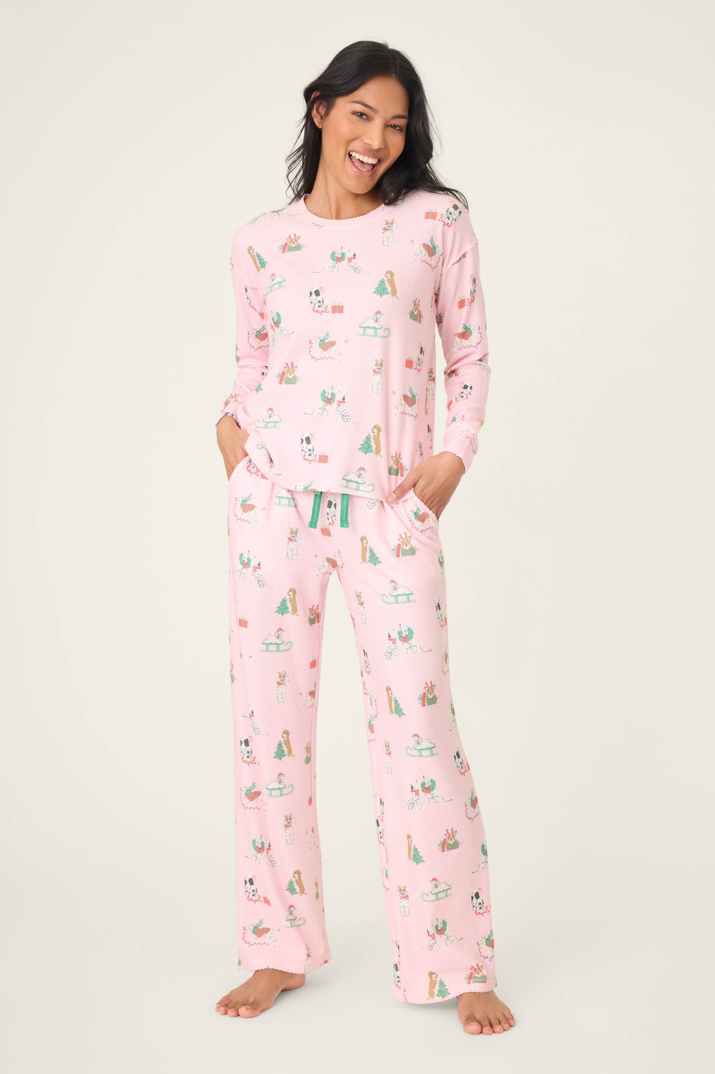 Peace & Pawlidays Dog Print Pants Set