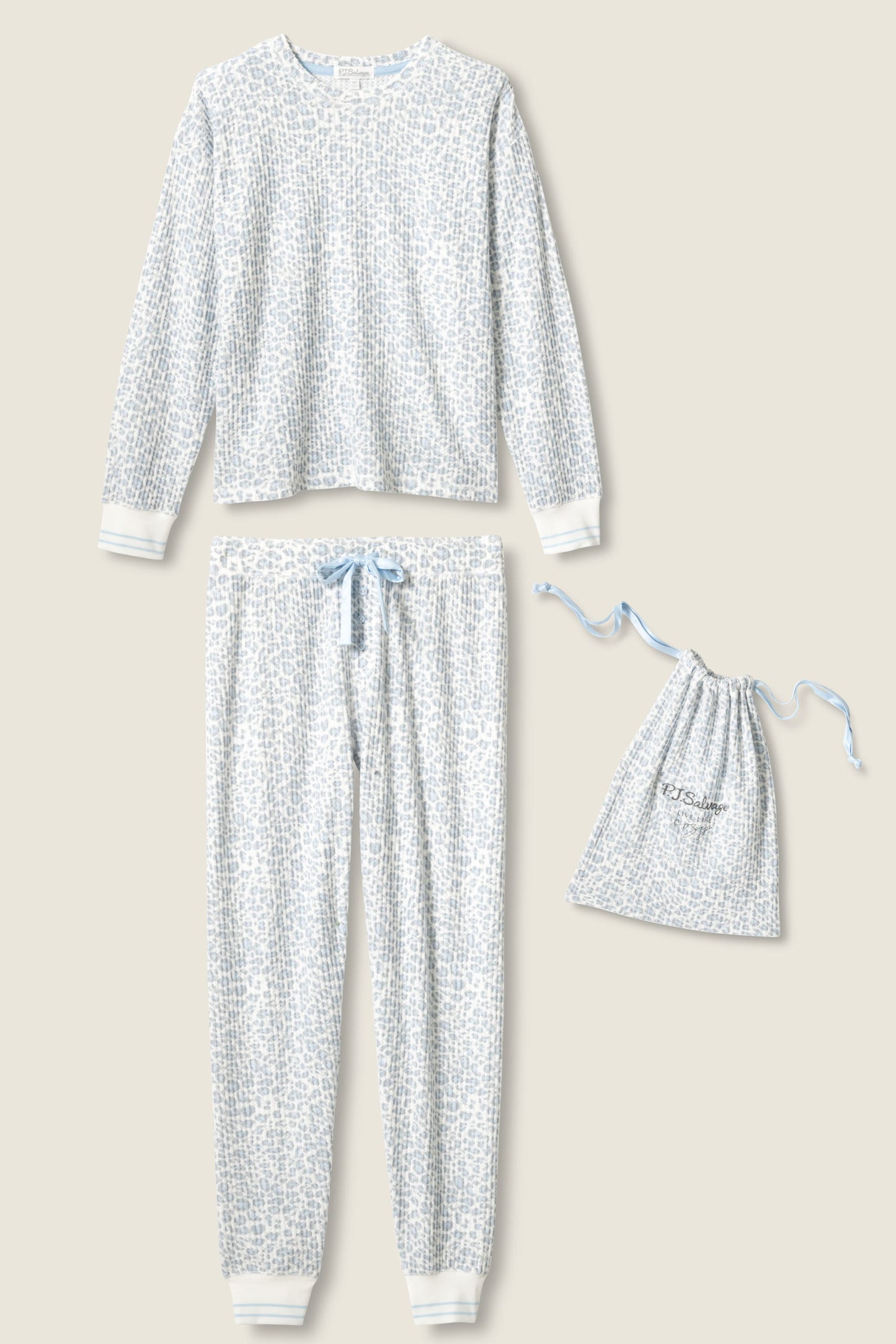 3-Piece Leopard Print Velour PJ Set