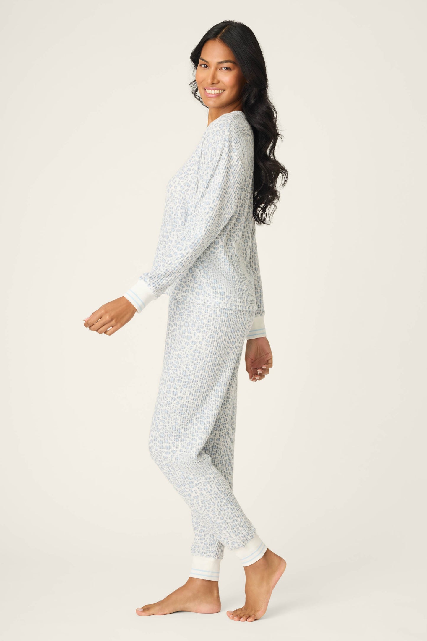 3-Piece Leopard Print Velour PJ Set