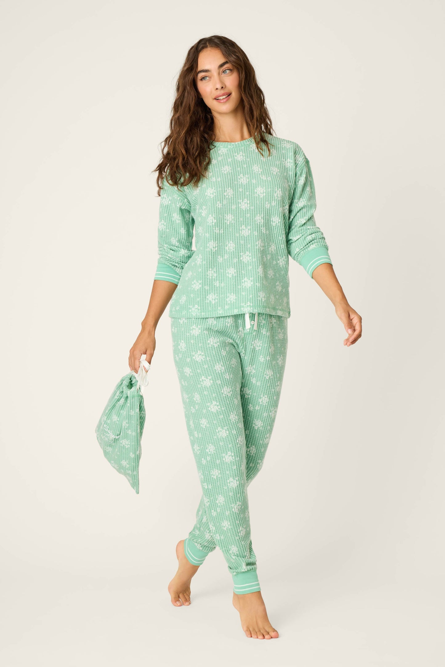 3-Piece Snowflake Print Velour PJ Set