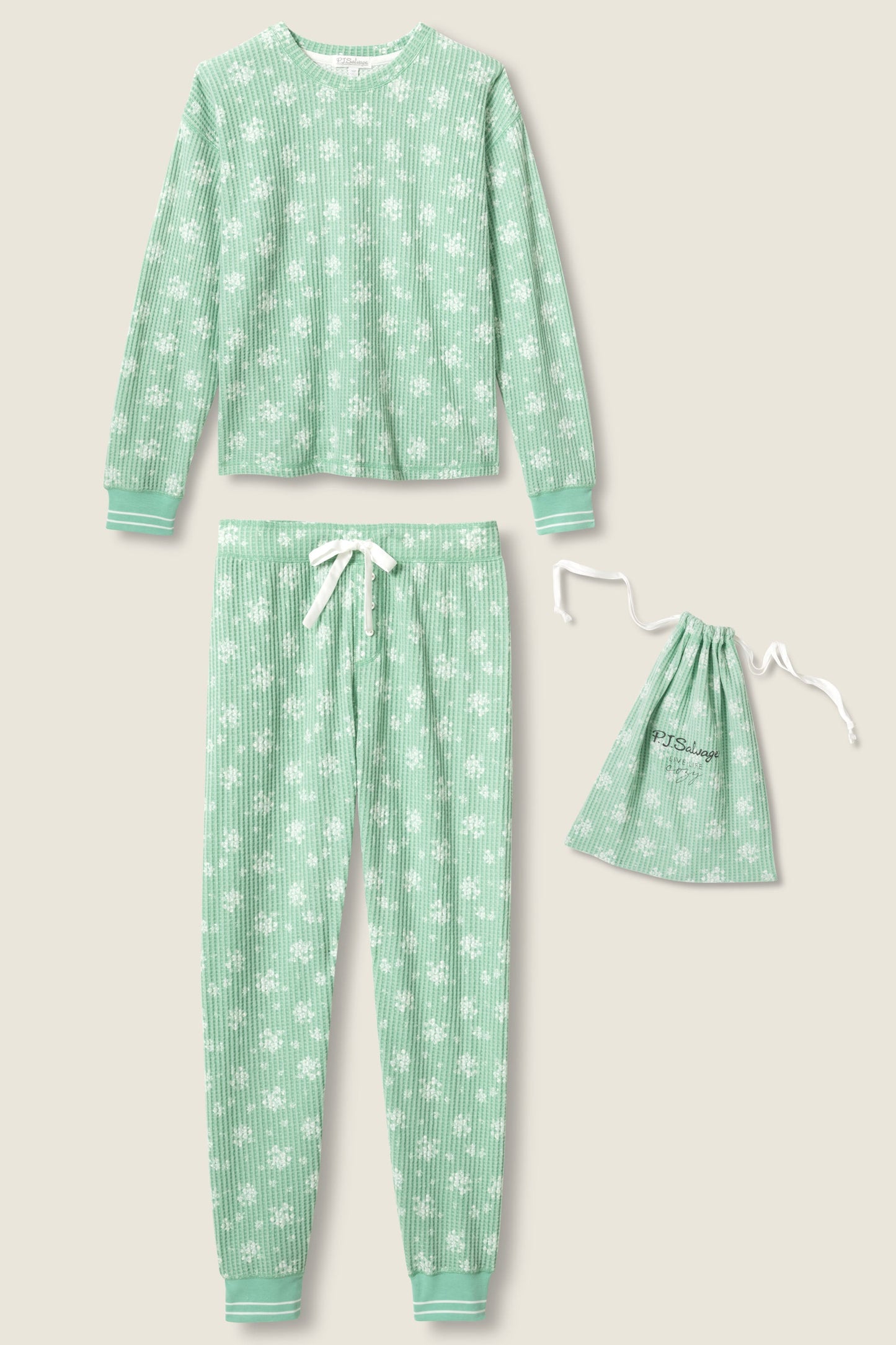 3-Piece Snowflake Print Velour PJ Set
