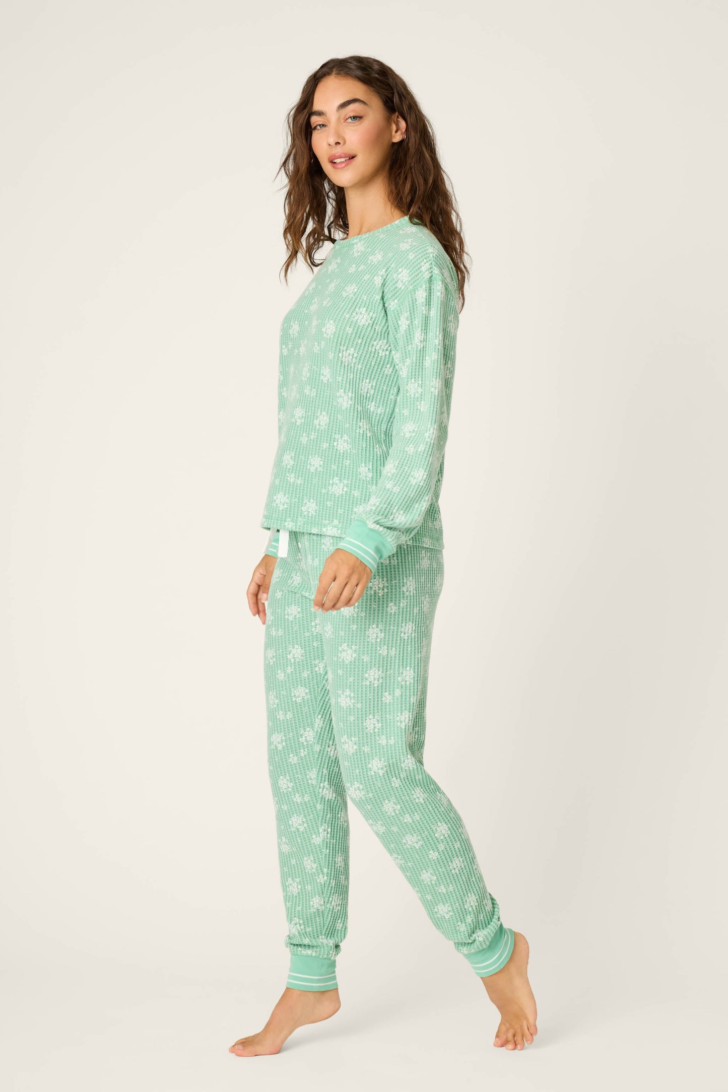 3-Piece Snowflake Print Velour PJ Set