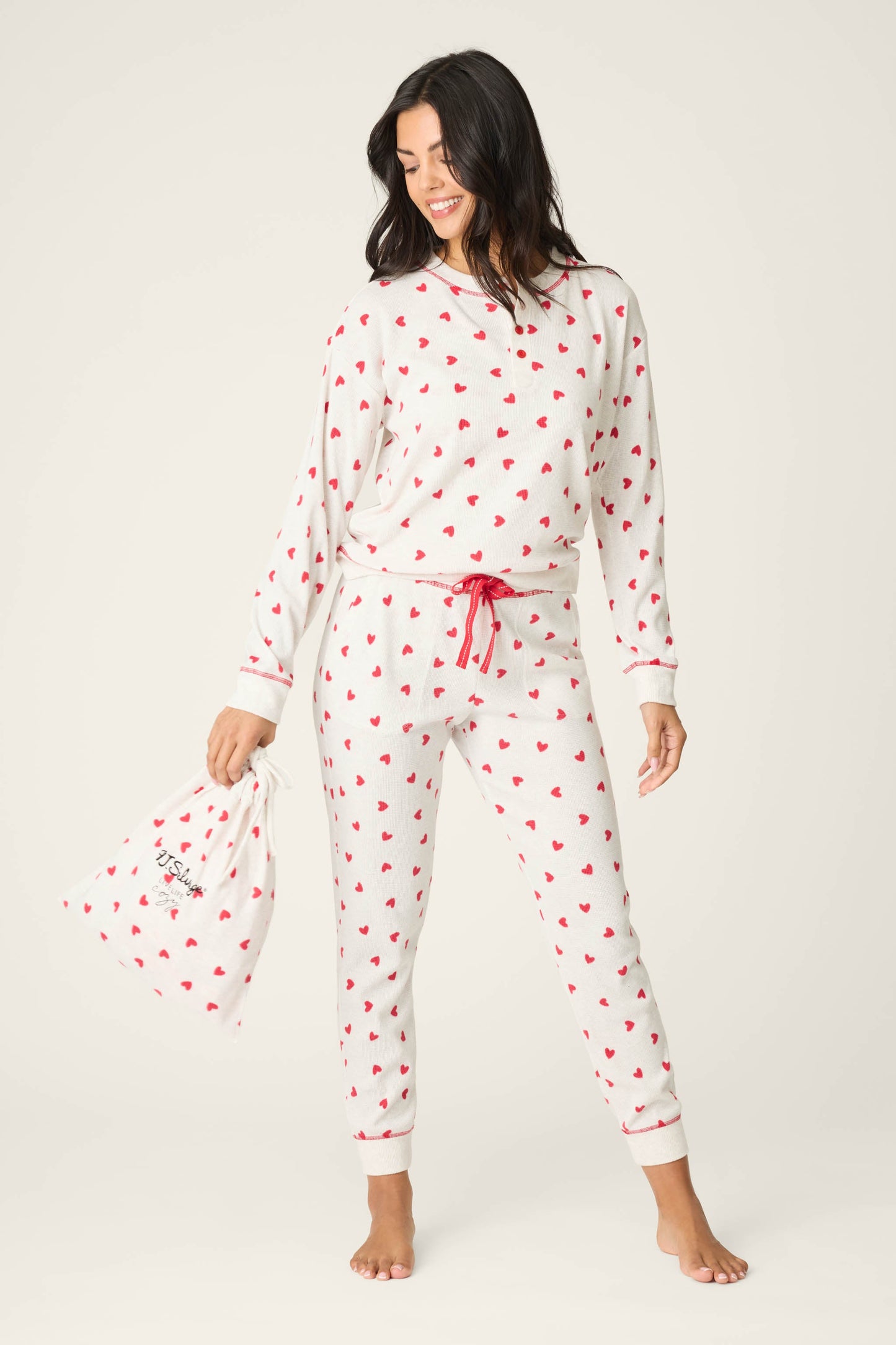 4-Piece Heart Print Thermal Lounge Set